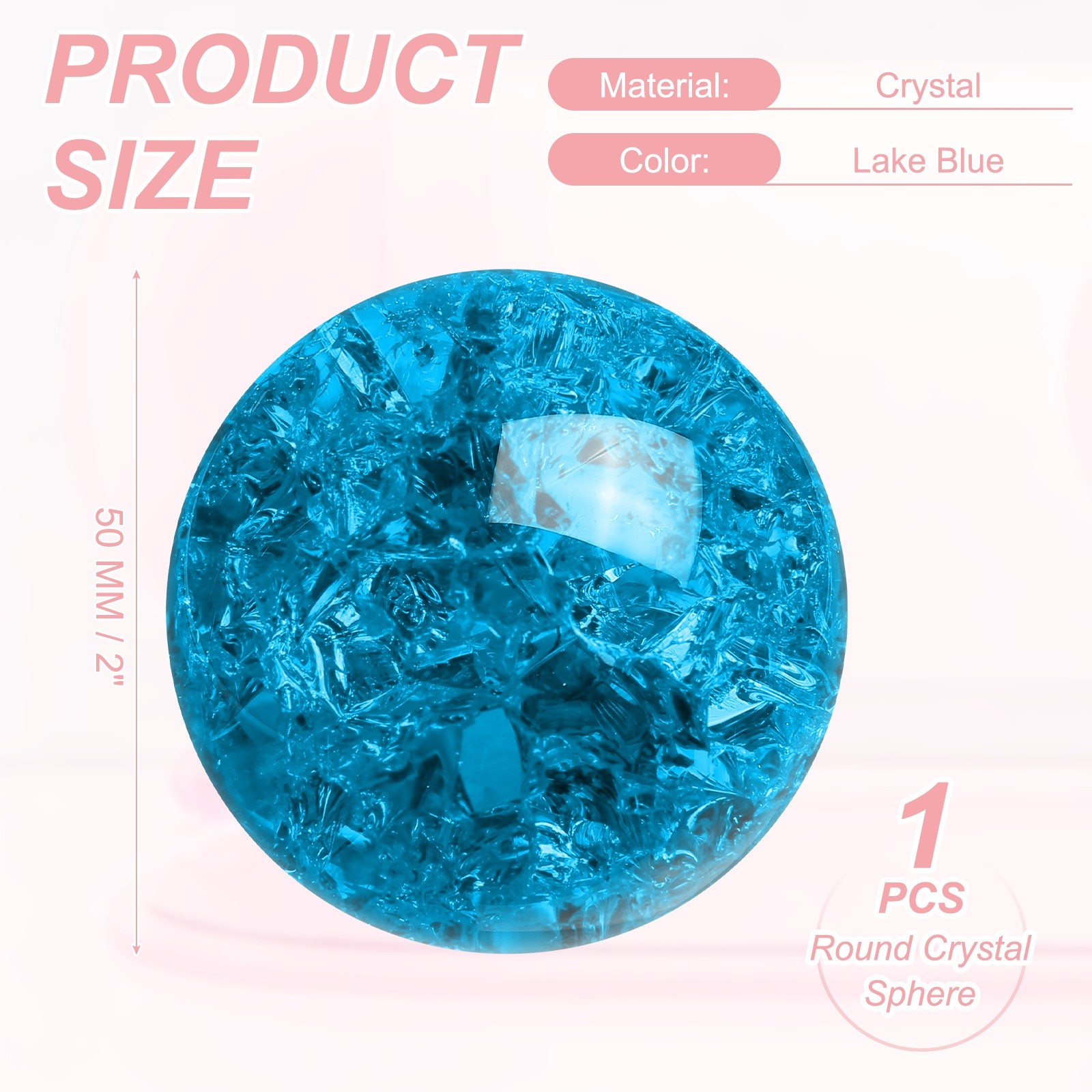 Round Crystal Sphere 50mm 2″ Decorative Sphere Crystal Ball Lake Blue