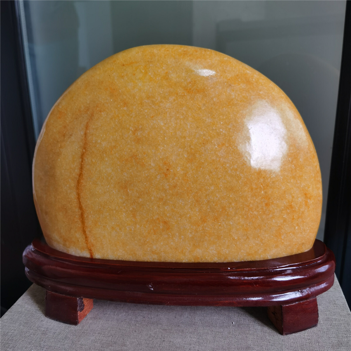 14.4 LB Natural Yellow Jade Crystal Furnishing article healing +stand #483