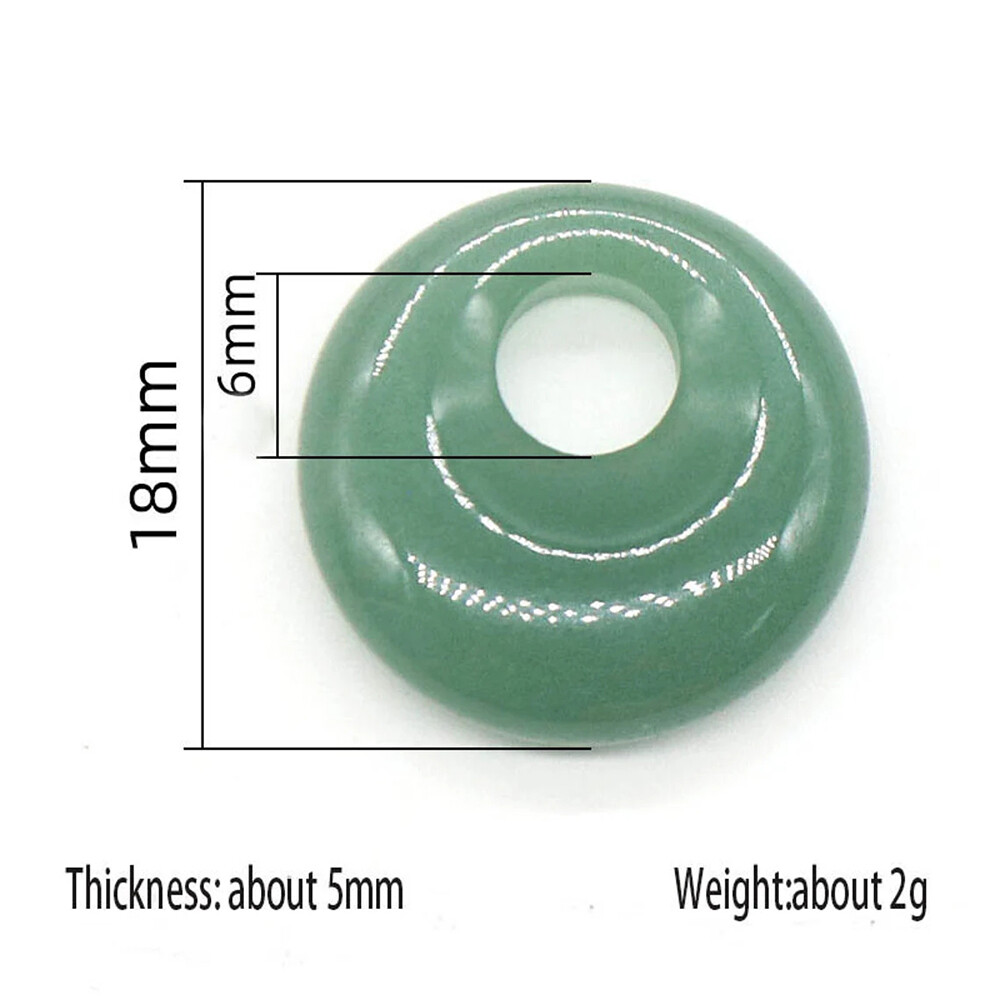18mm Natural Crystal Hole Donut Peace Buckle Beads Gemstone Chakra DIY Jewelry