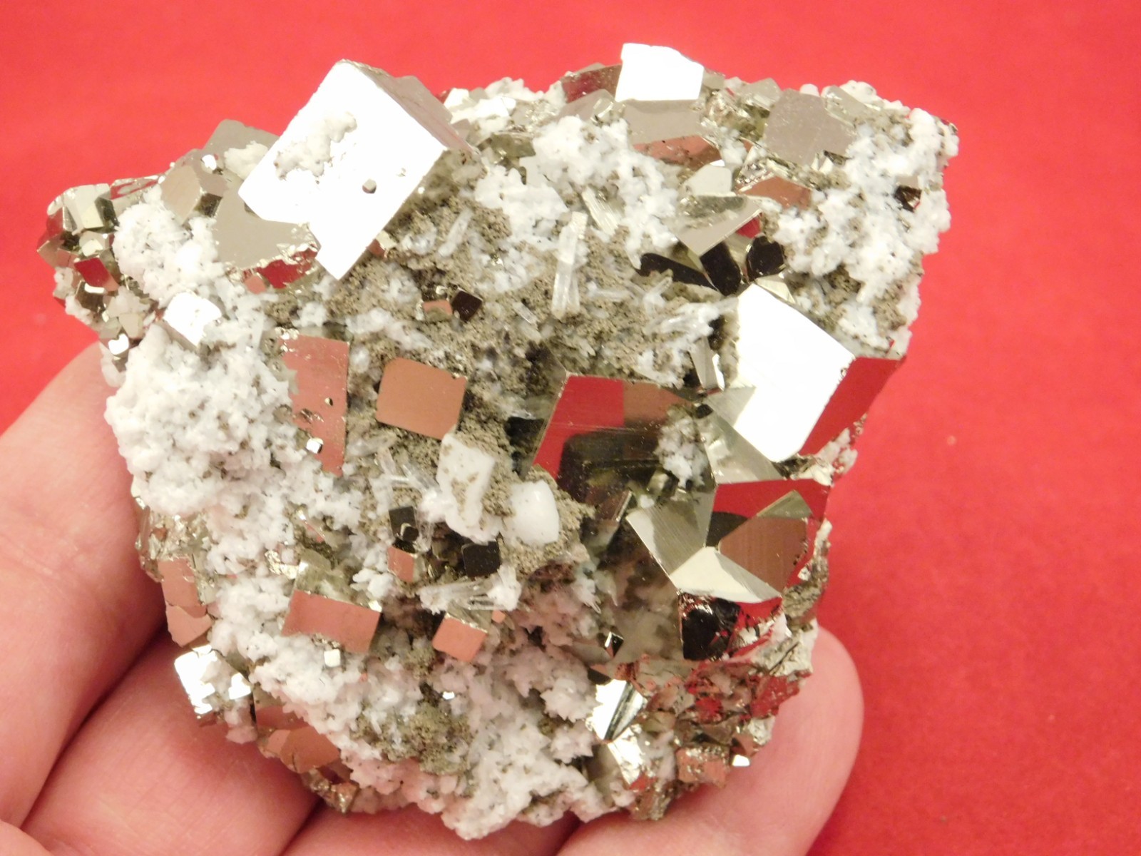 NICE! PYRITE Crystal CUBE Cluster with Druzy Quartz From Peru 233gr