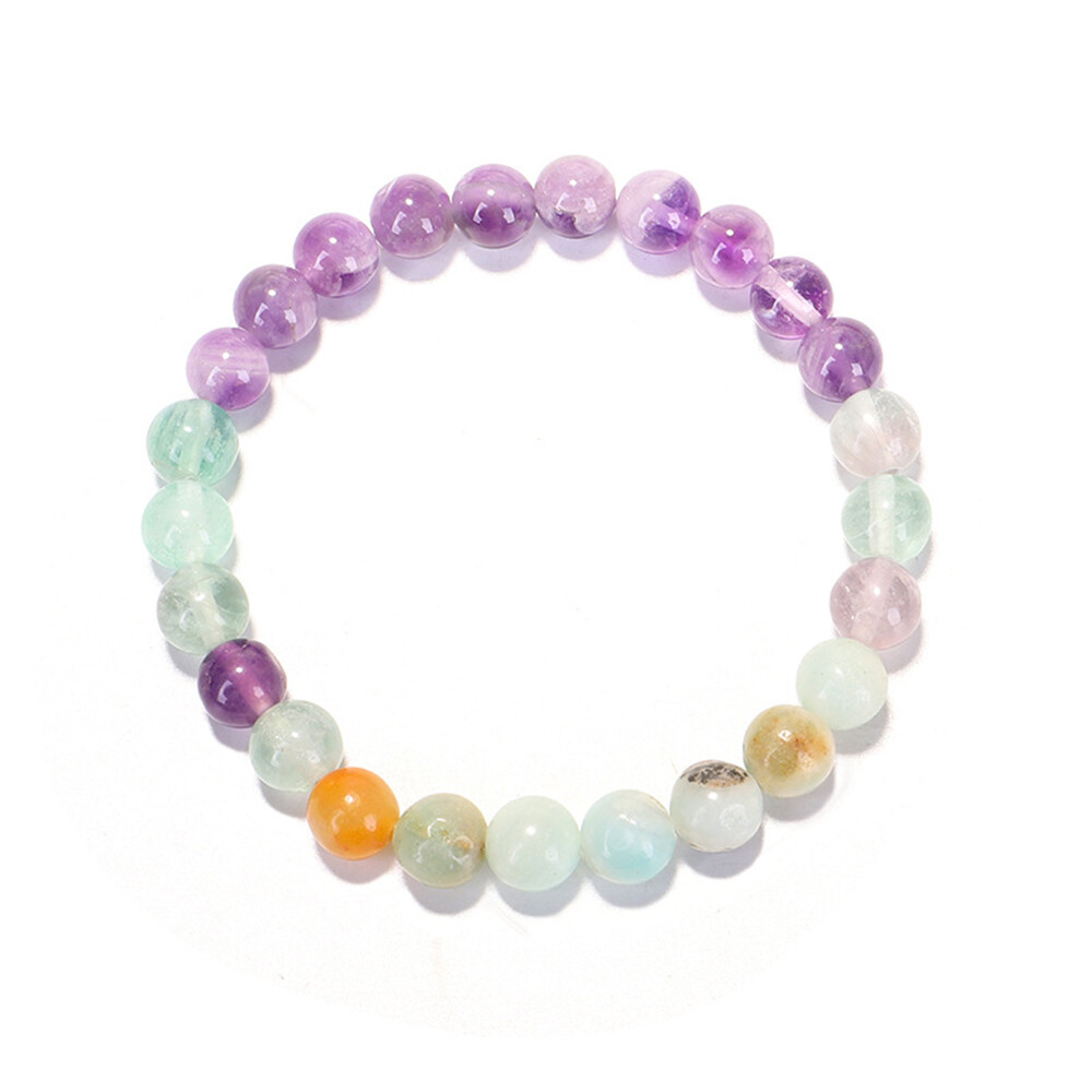 8mm Natural Rainbow Fluorite Amethyst Gemstone 108 Beads Mala Necklace Bracelet