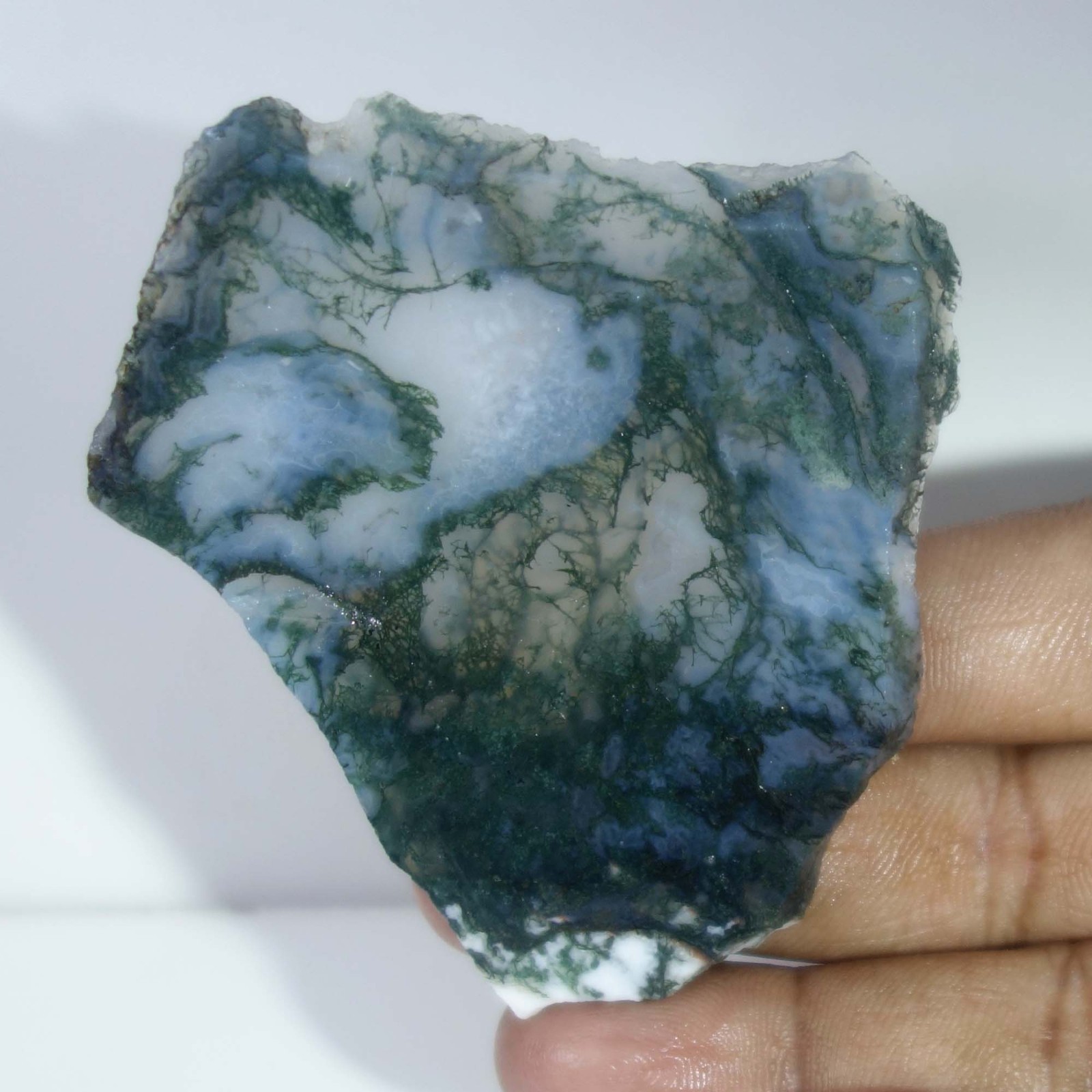 Seaweed Green Moss Agate Slice Slab Rough Natural Gemstone Loose 188.20 Cts