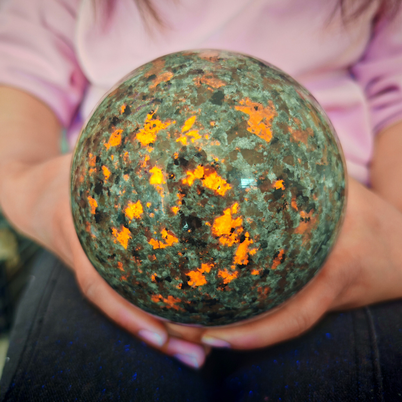 6.6LB Natural Flame Stone Ball Body Crystal Ball Spiritual Healing 3000g