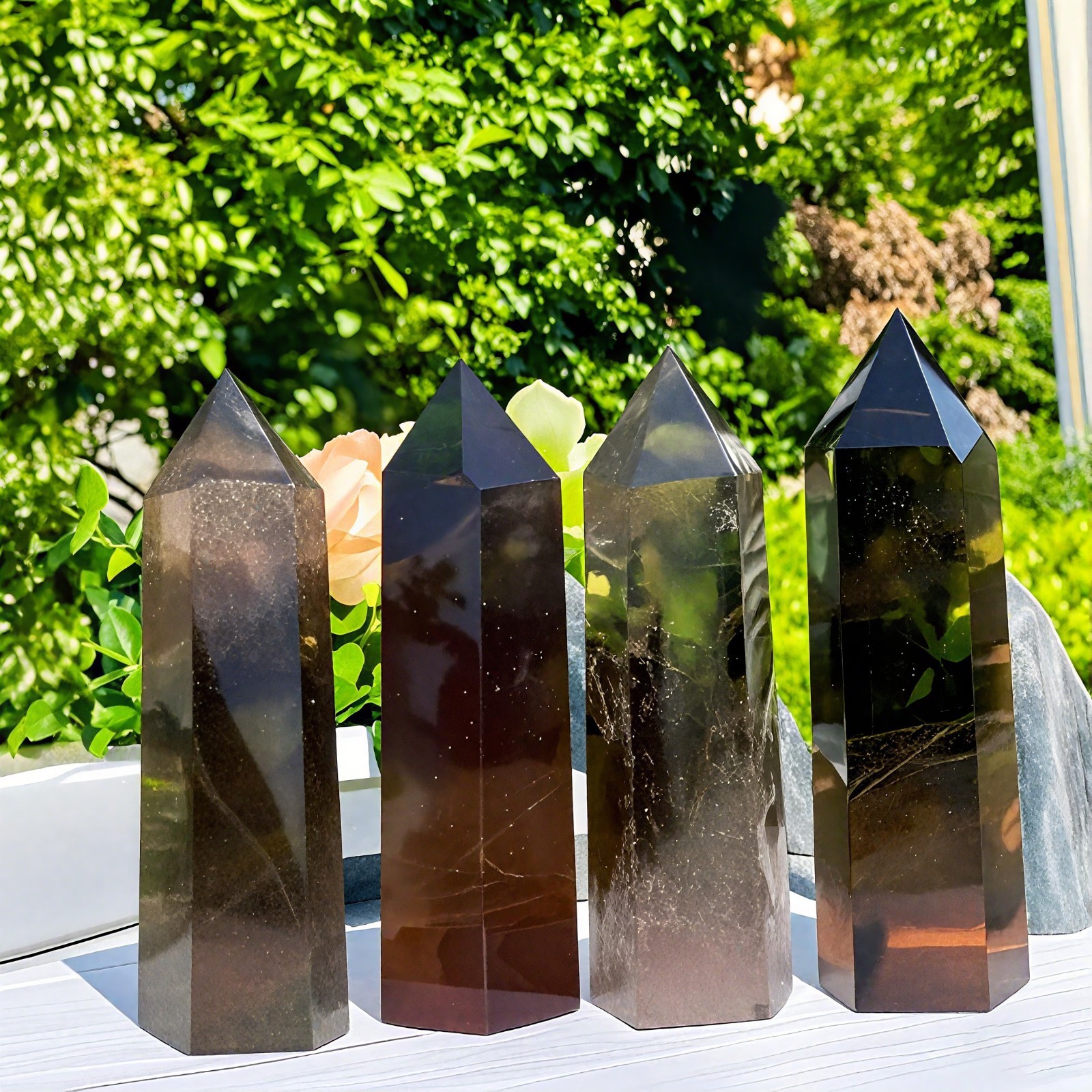 Smoky Quartz Crystal Polished Tower Point Obelisk Healing Mineral Specimen