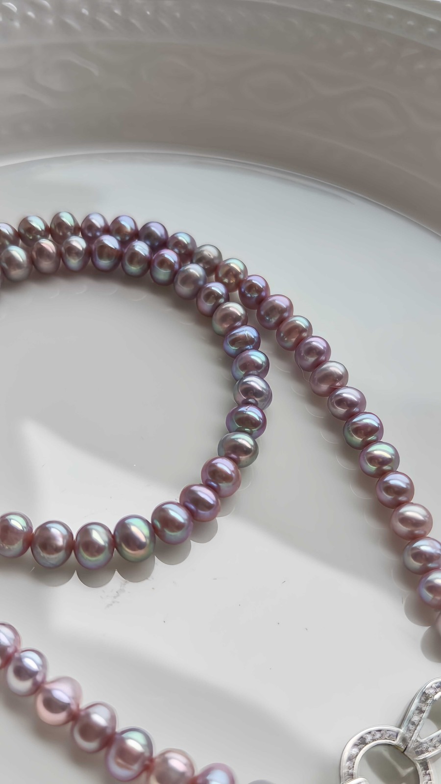 Fairy Purple No-Core Freshwater Pearl Necklace 6mm Natural Oval Near-Round