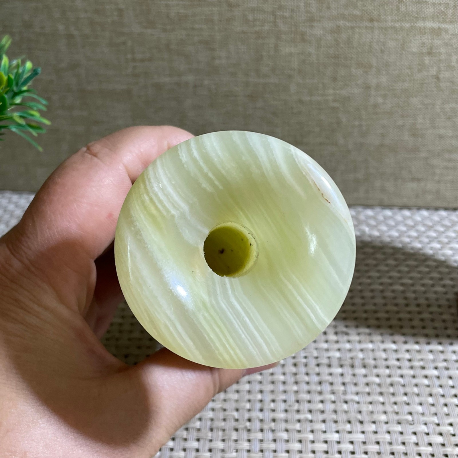 Afghan Jade, Banded Green Onyx Vase home decor 426g