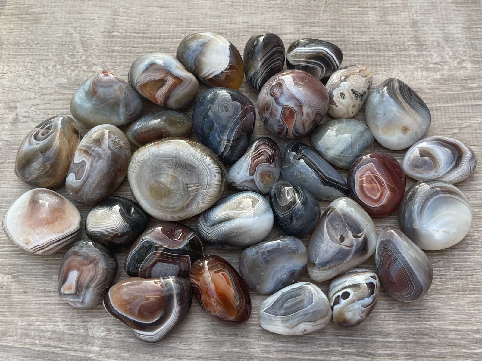 Grade A++ Botswana Agate Pebble, Botswana Agate Palm Stones, Wholesale Bulk Lot