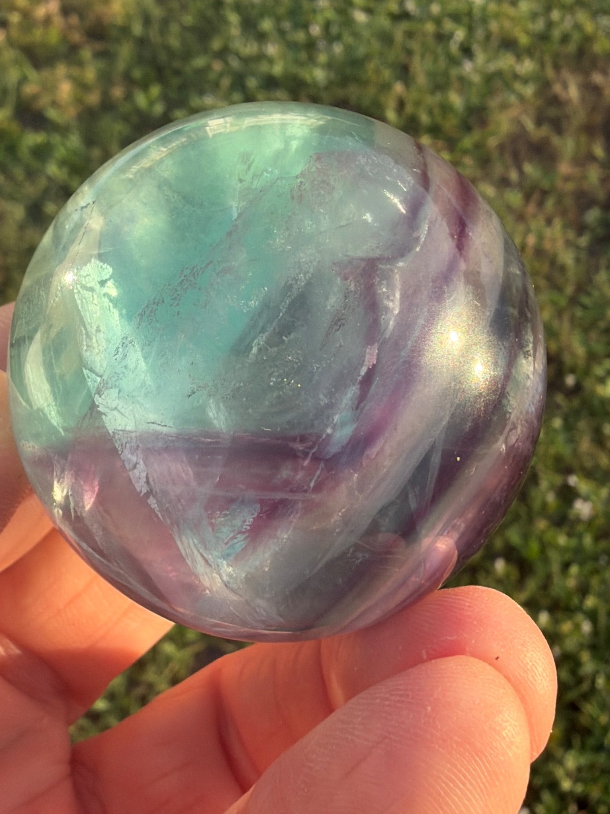 Natural Fluorite Sphere Crystal 50 mm Grade AA 205 grams