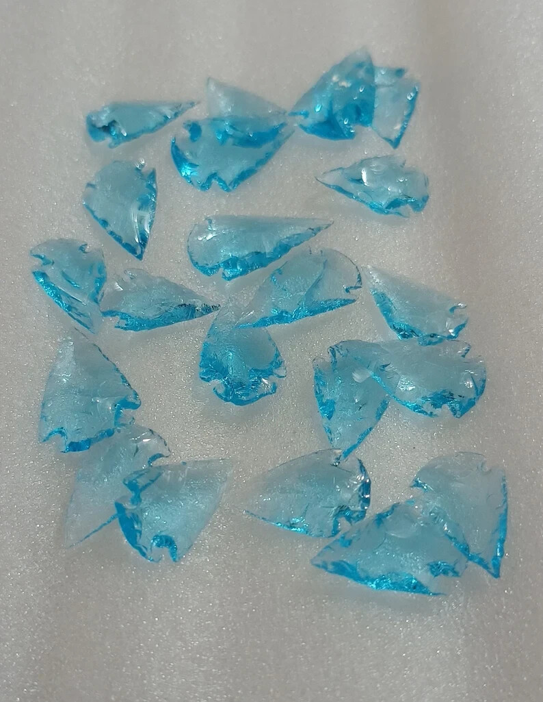 Aqua Blue Obsidian Arrowhead Crystal Pieces 1–1.25″ for Jewelry Making Pendants