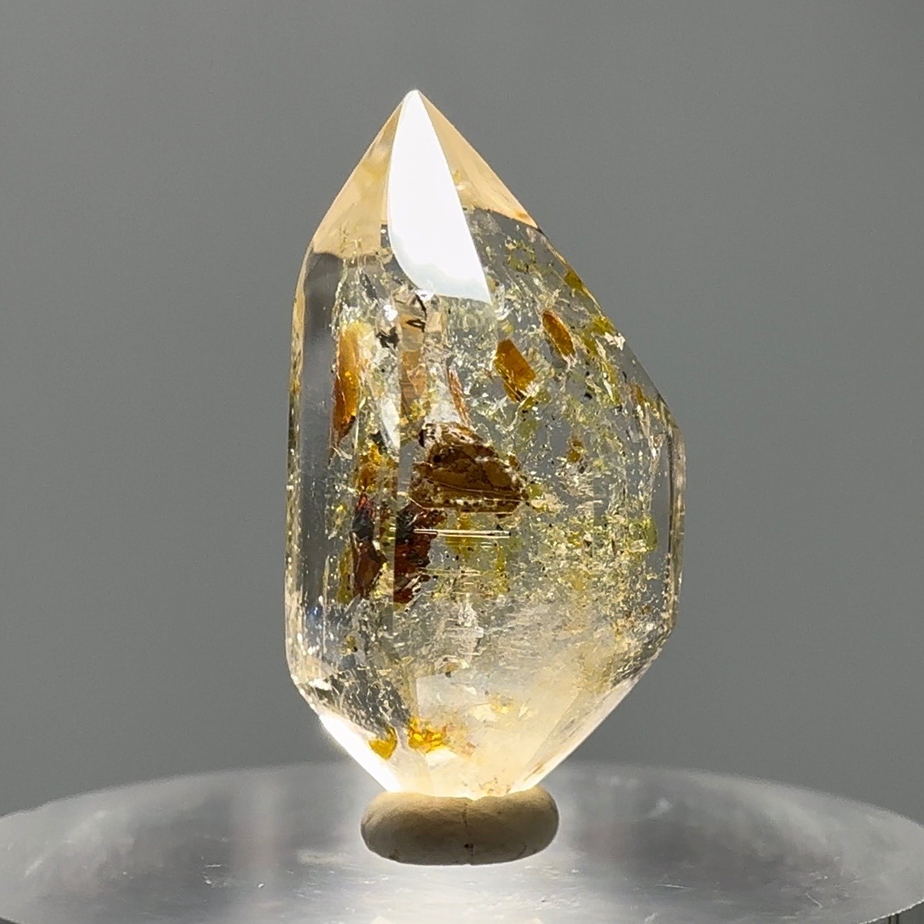 3 Moving Bubbles! RARE Fluorescent Golden Petroleum Quartz Enhydro Crystal