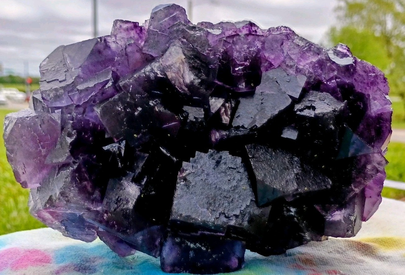 Very Large Purple Fluorite Crystal Cluster Display Specimen