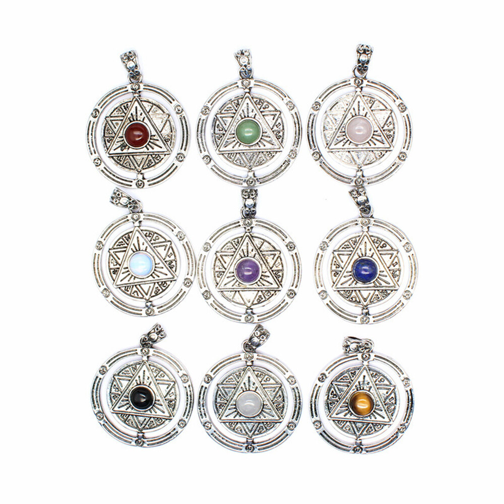 Natural Stone Crystal 6 Six Pointed Star Hexagram Pendant Chakra Bead Reiki Gift