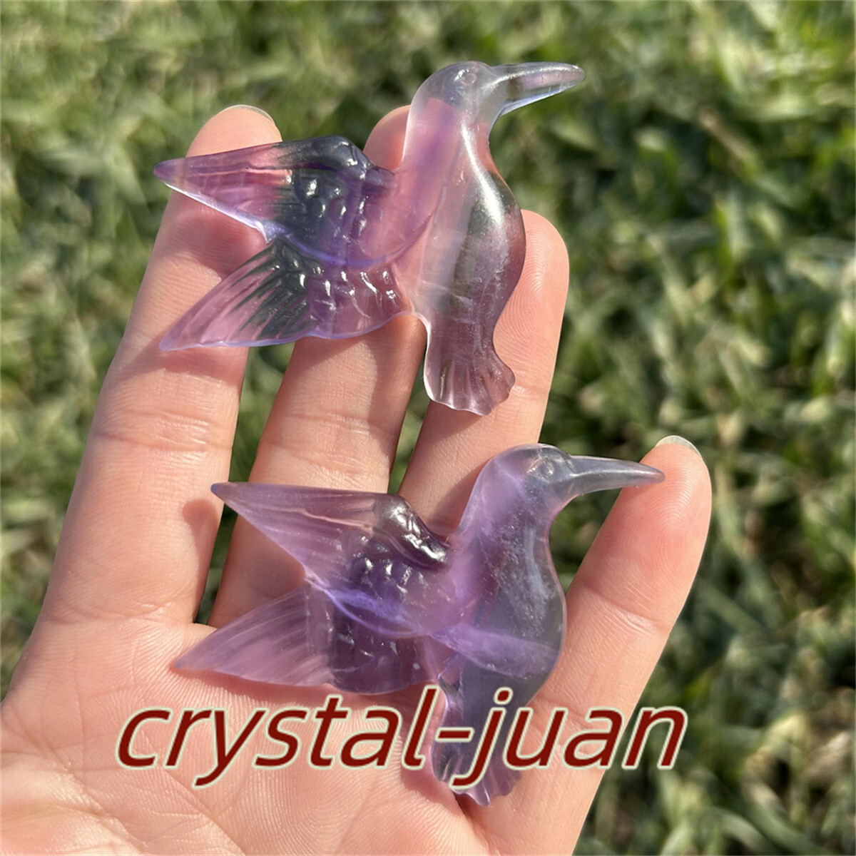 2″+ Natural Fluorite humming bird skull Carved Quartz Crystal skull Reiki heal