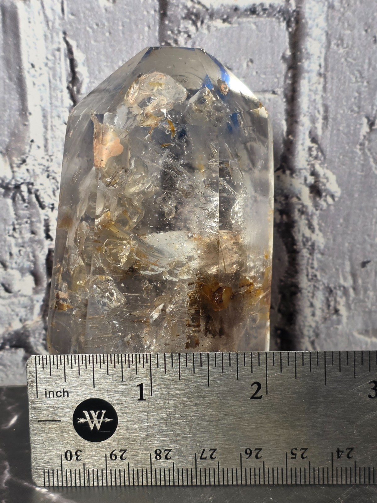 Scenic Enhydro Quartz Moving Bubble Golden Healer Crystal Freeform 264.27g