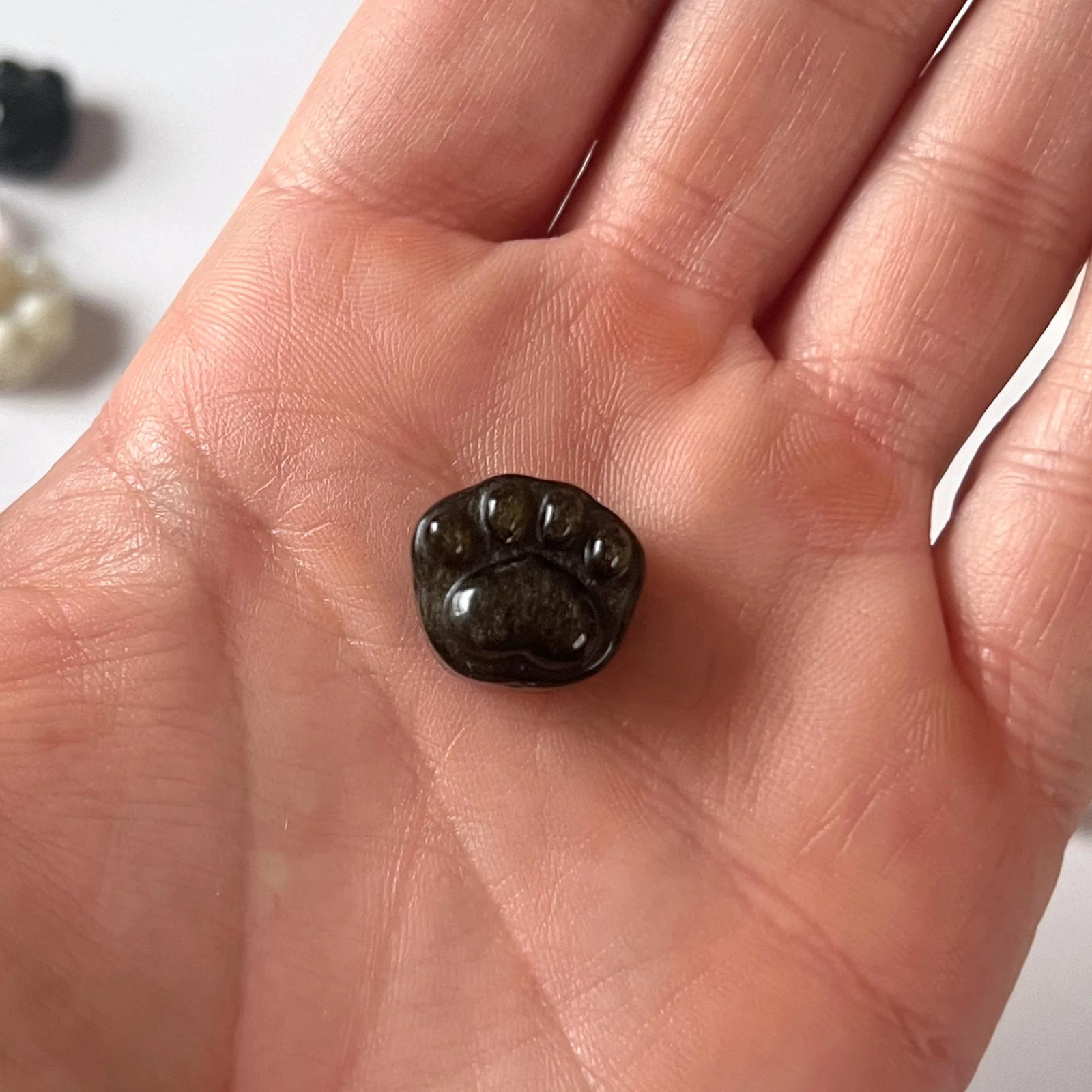 Mini Paw Print Carving | Rose Quartz | Obsidian | Flower Agate | Cat Dog Lover