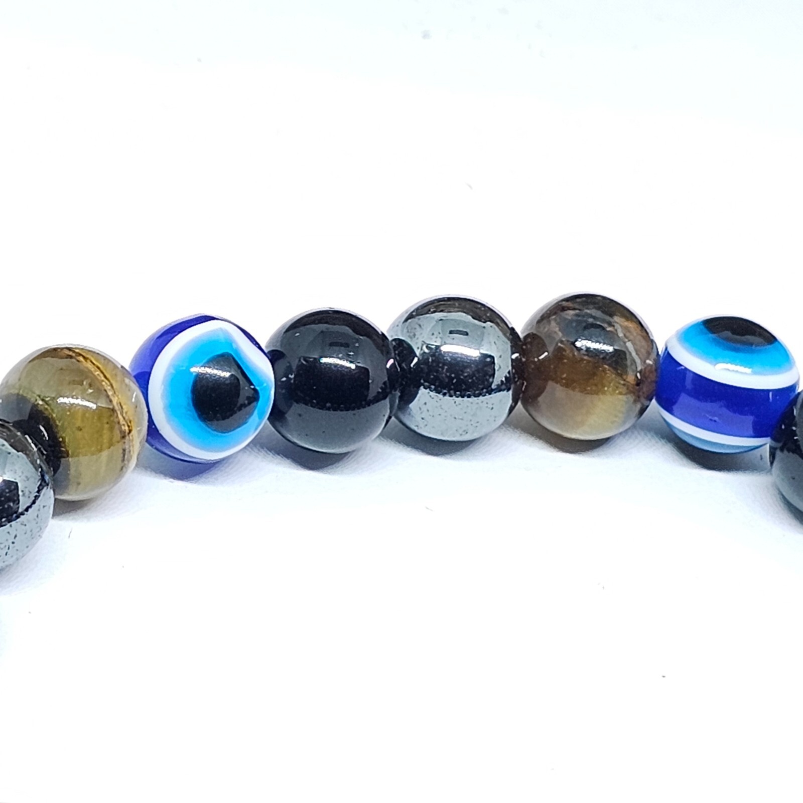 Evil Eye Protection Bracelet Hematite Obsidian Tigers Eye Gemstone Jewellery