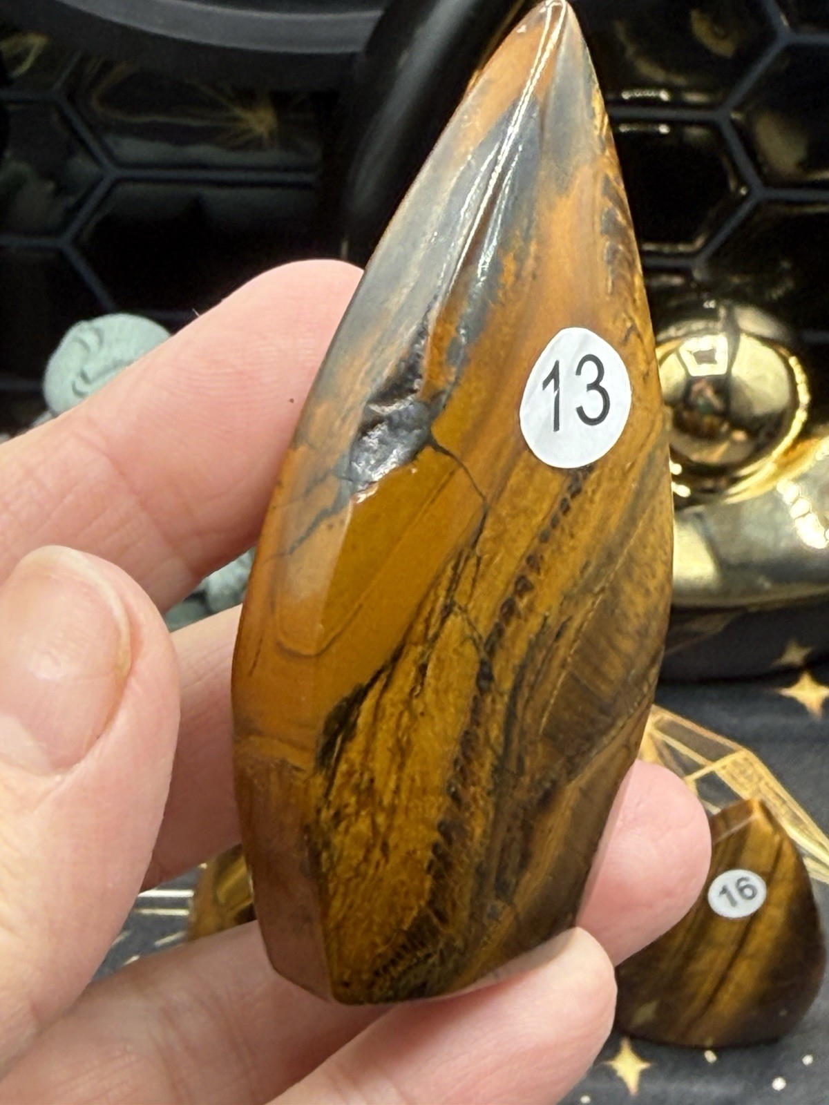 Natural Tigers eye Candle Flames Points beautiful color Free shipping