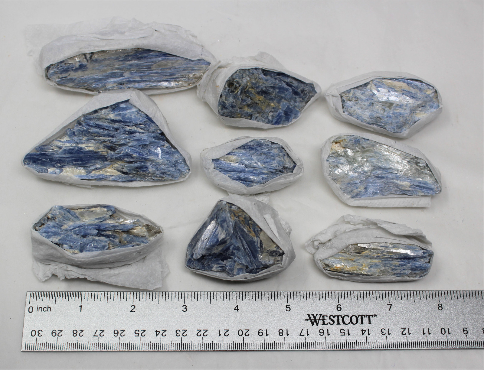 Bulk Large Blue Kyanite in Matrix / Fuchsite Crystal Chunks: (8 – 10 Piece Box)