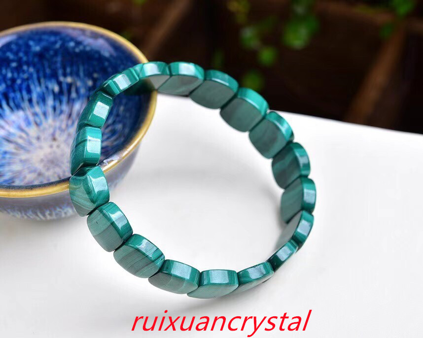 1pc Natural Malachite 7.5″ Crystal Stretch Bracele Chakra Reiki Gift 11.4*7.4mm
