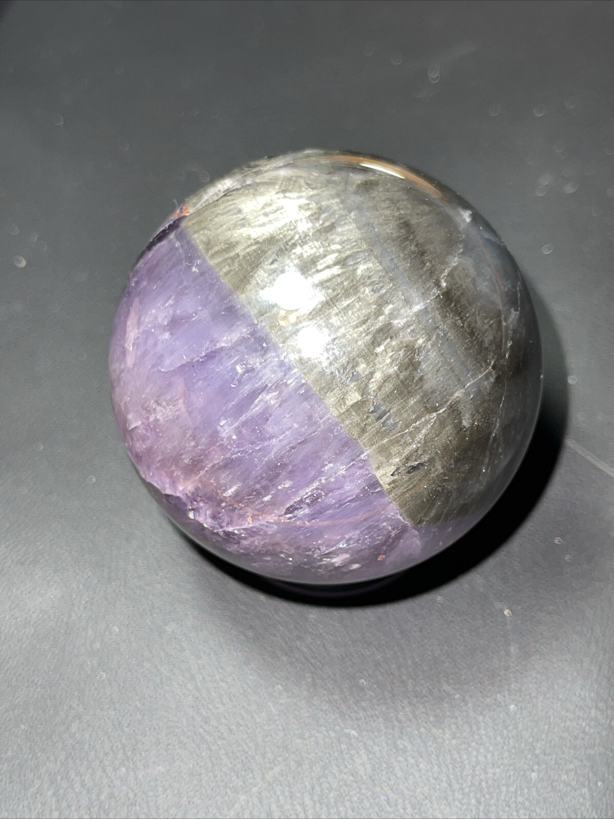 Auralite 23 Crystal Sphere Ball Orb Excellent Flash And a Rainbow 52.2mm 196g