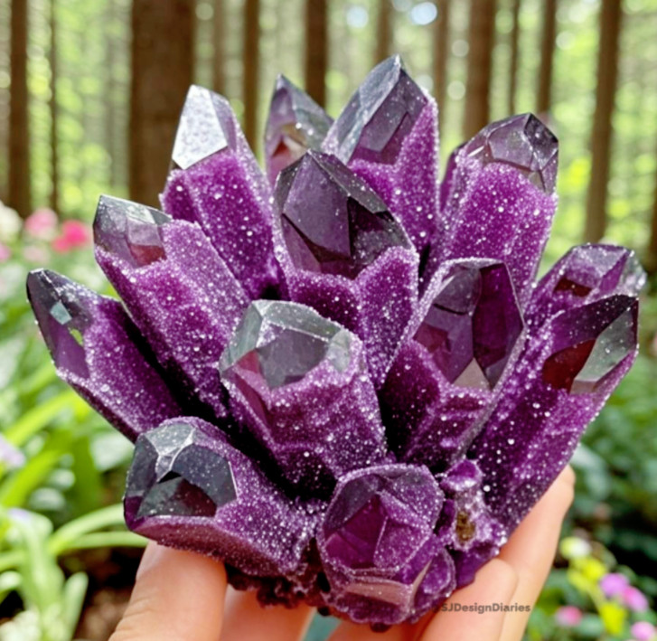Natural Amethyst Ghost Phantom Quartz Cluster Mineral Specimen Healing Crystal