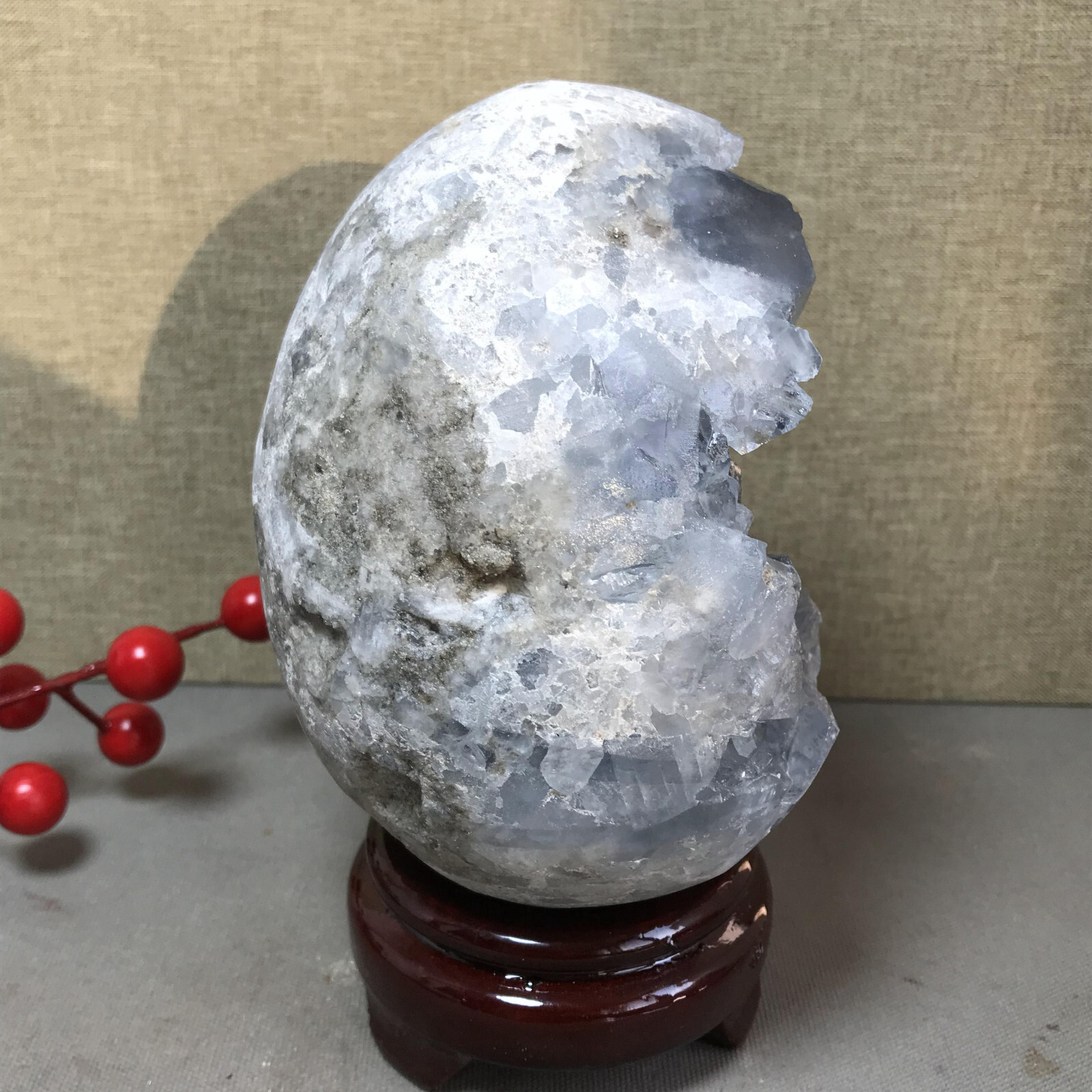 1.96kg Natural Raw Blue Celestite Crystal Quartz Cluster Geode Specimen A4510