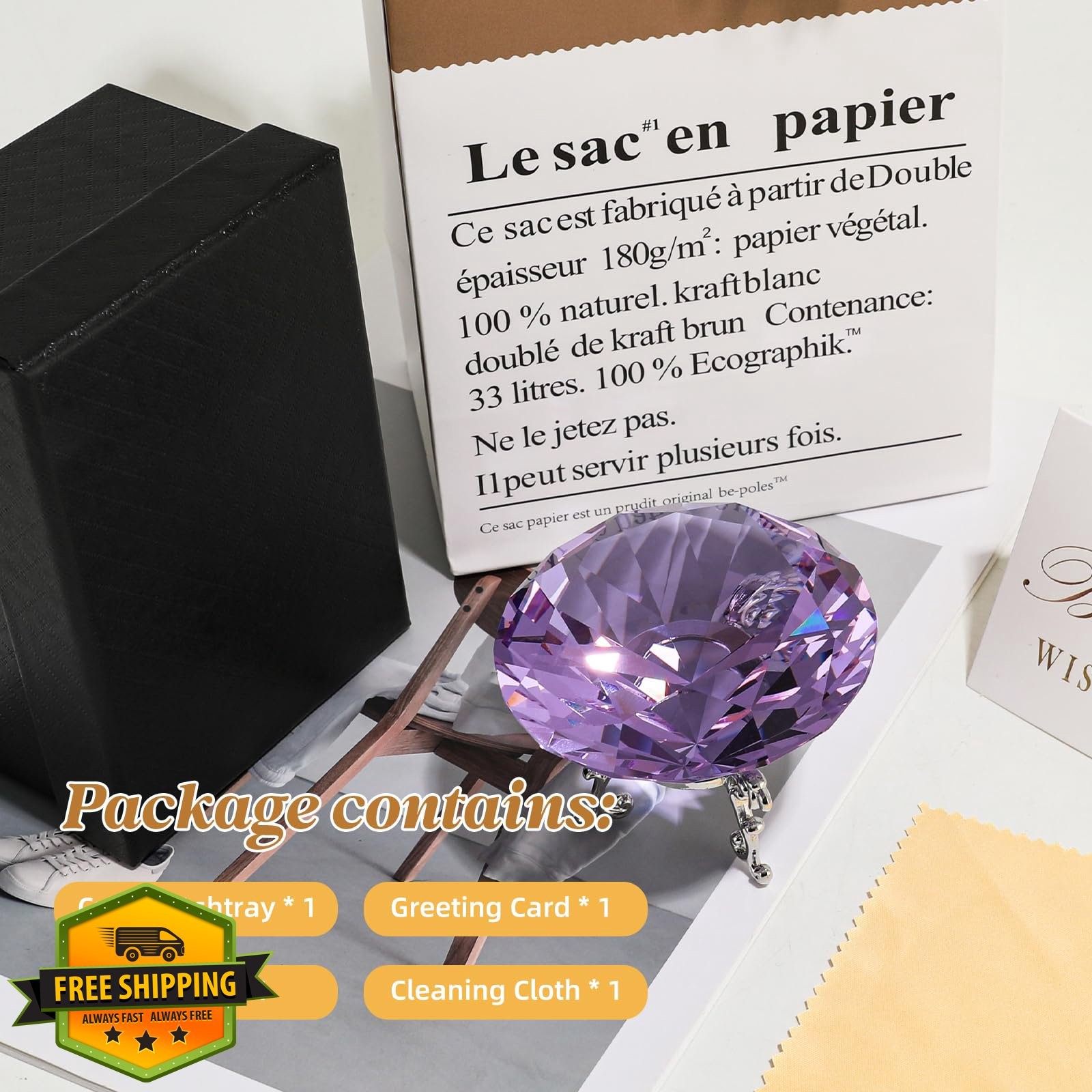 MysticGlitz Purple Crystal Diamond 3.15 Inch
