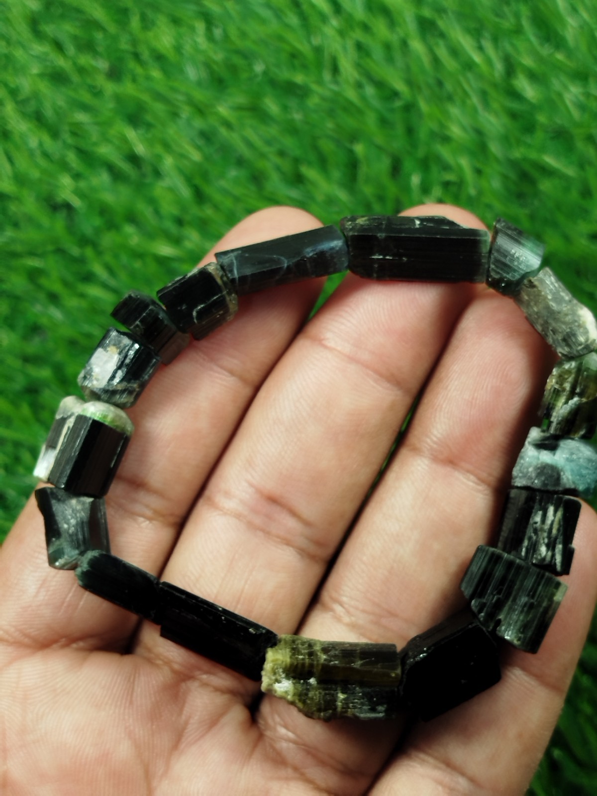 27 Grams Green Cap Tourmaline Stackable Bracelet From Skardu Pakistan