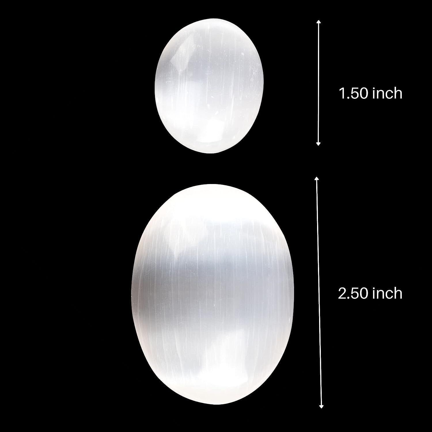 Polished Selenite Crystal Palm Stone, Worry Stones, Fidget Stone, 2 pc Set