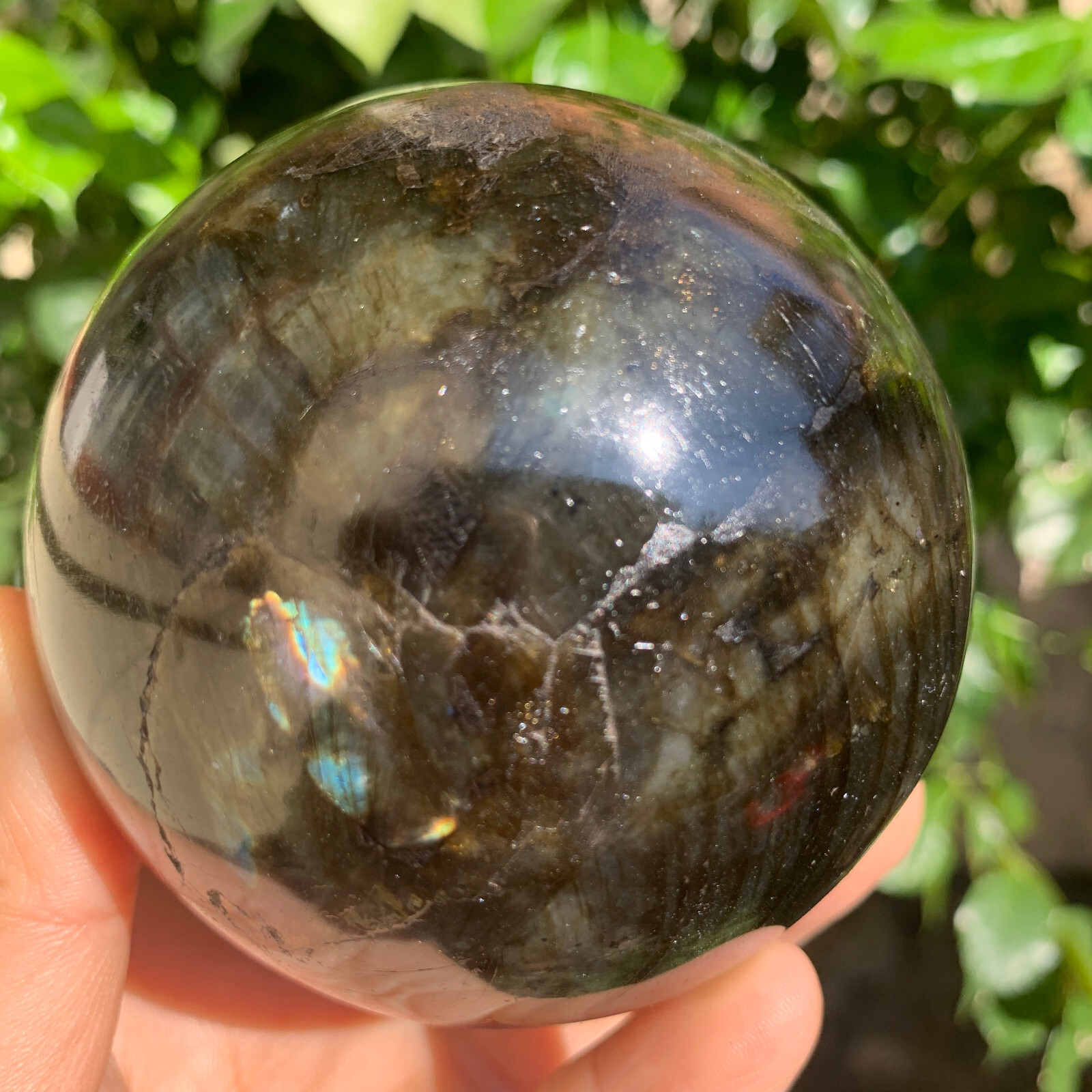 1.92LB Natural gorgeous Labrador ball quartz crystal stone specimen healing