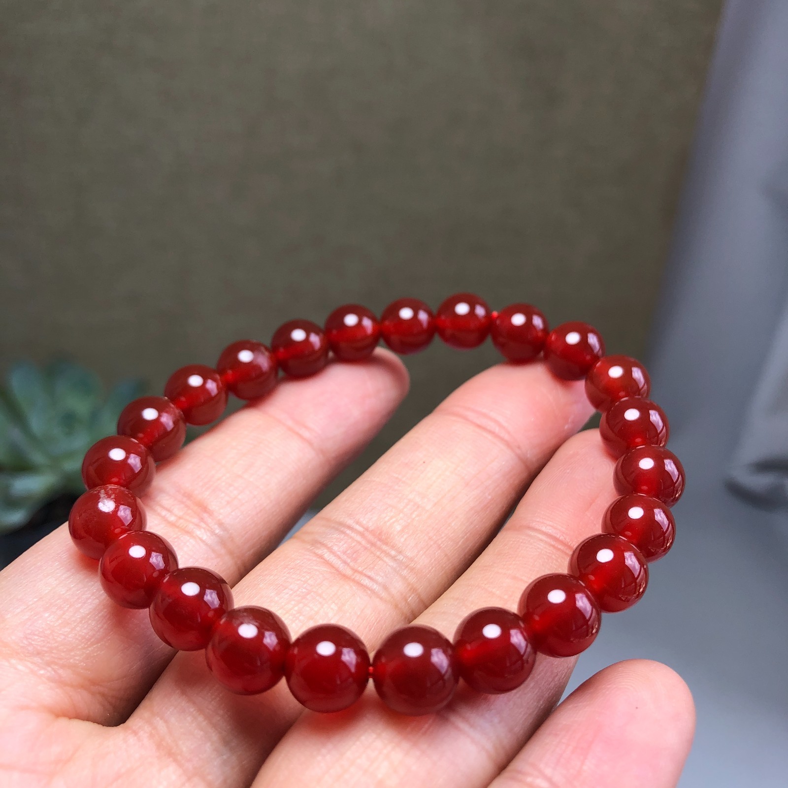 5Pcs Wholesal Natural Red Agate Stone bracelets Crystal ball sphere 8mm