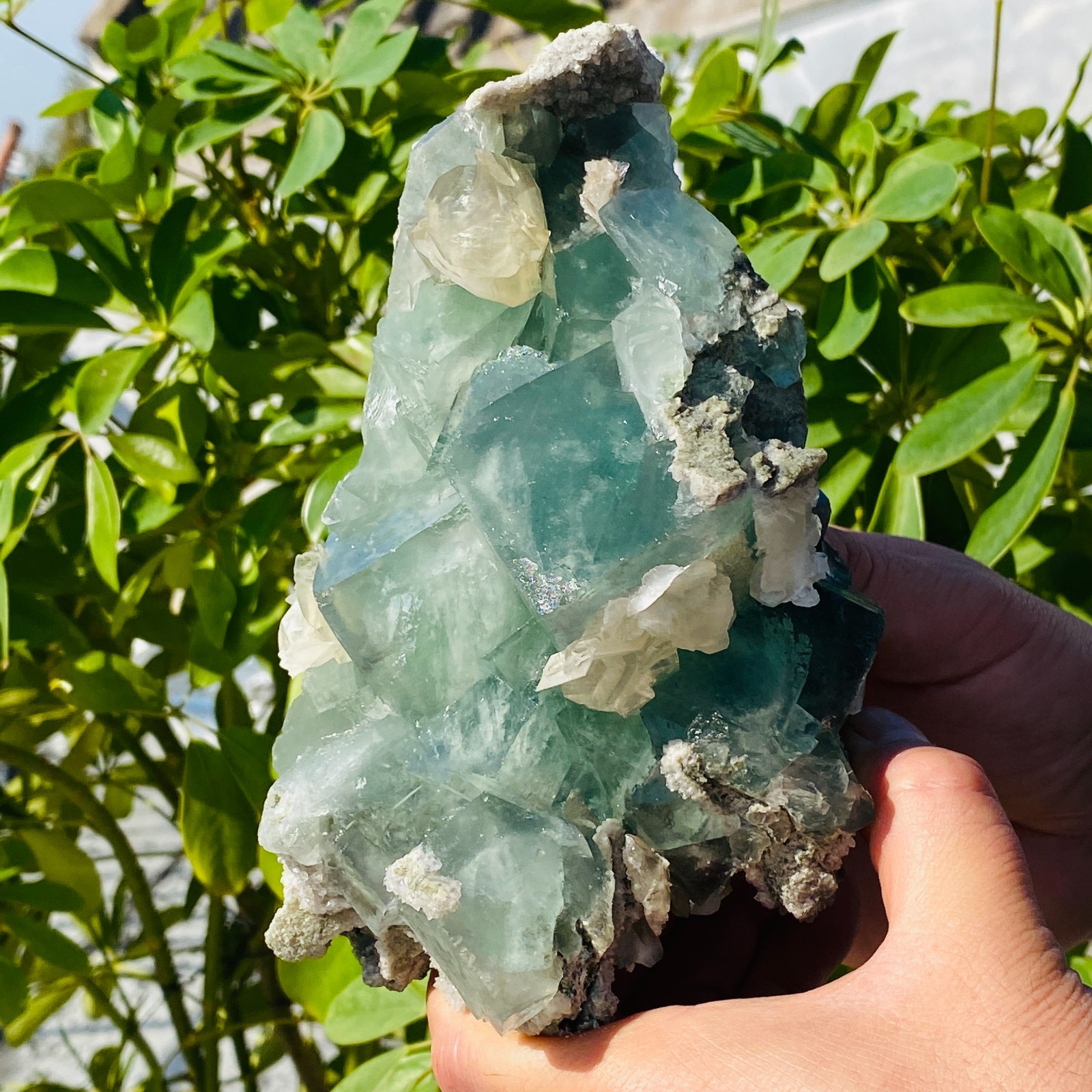 1706g Natural transparent blue green fluorite mineral crystal sample/China