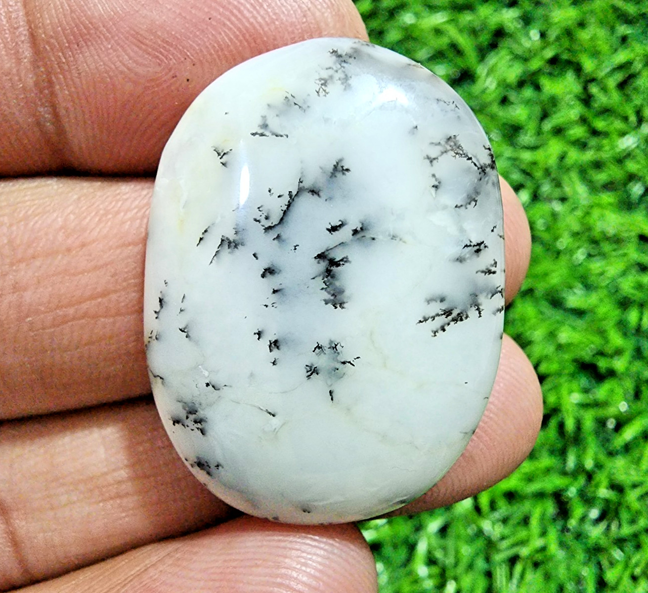Natural Dendrite Opal 45ct Oval Shape Cabochon High Quality Gemstone Jewelry