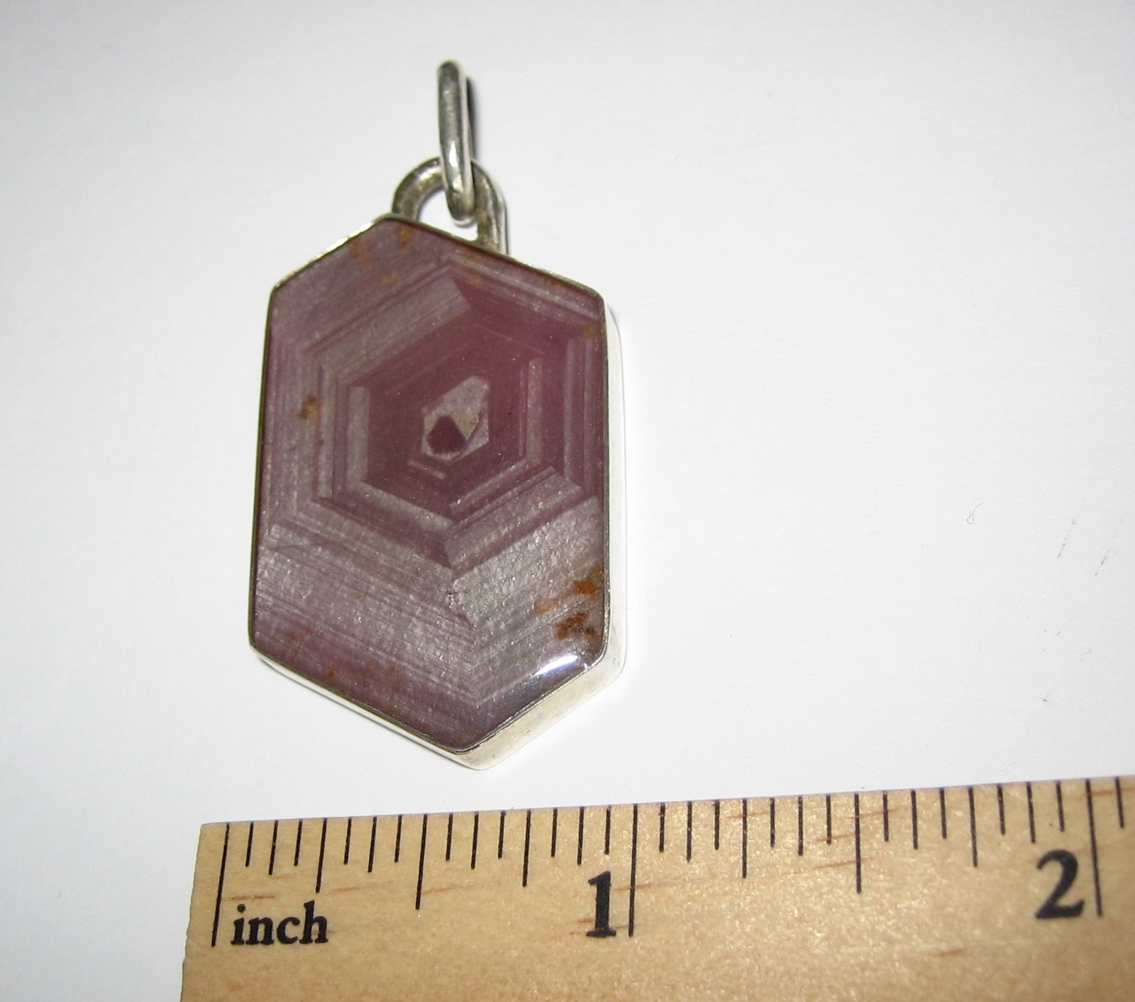 36mm x 22mm RUBY CRYSTAL STONE MINERAL SILVER PENDANT TANZANIA W/ RESIN COATING