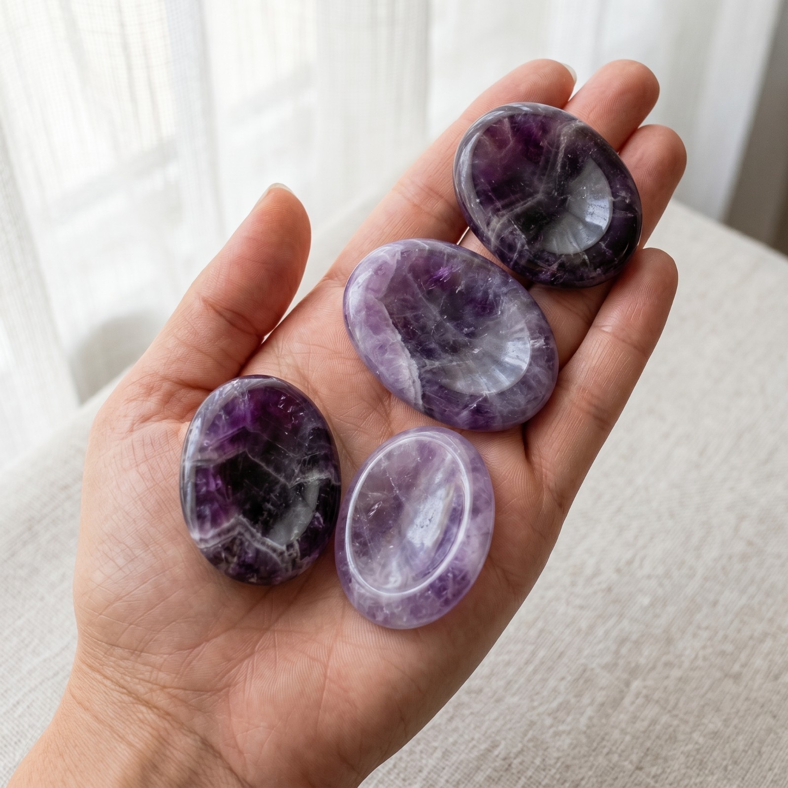 1PC Natural Polished Crystal Worry Stone Stress Relief Pocket Healing Stone
