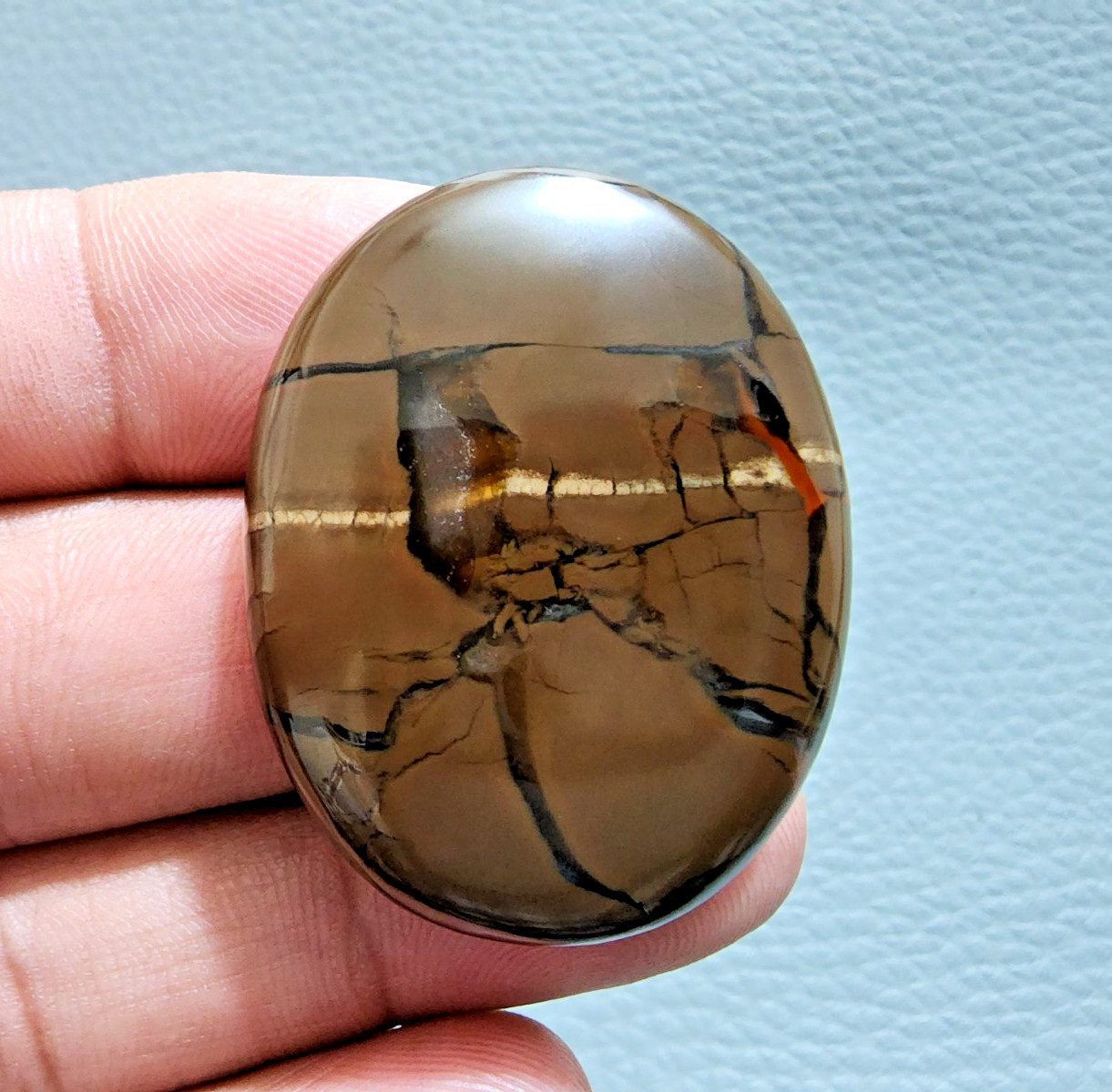 74 Crt Outstanding Oval Shape Septarian Dragon Stone Crystal Cabochon Gemstone
