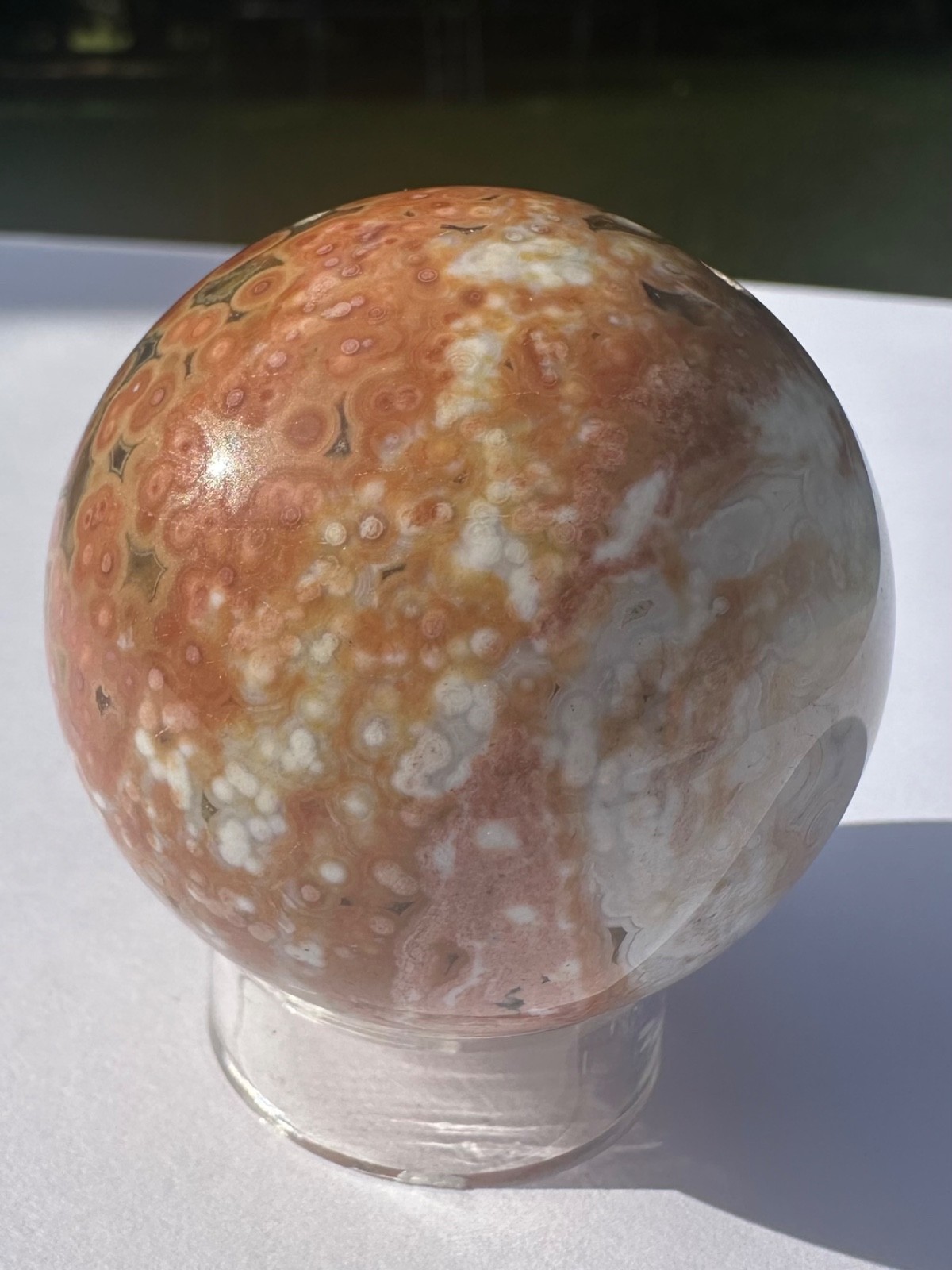 165g natural druzy orbicular ocean jasper 8th vein polished crystal ball