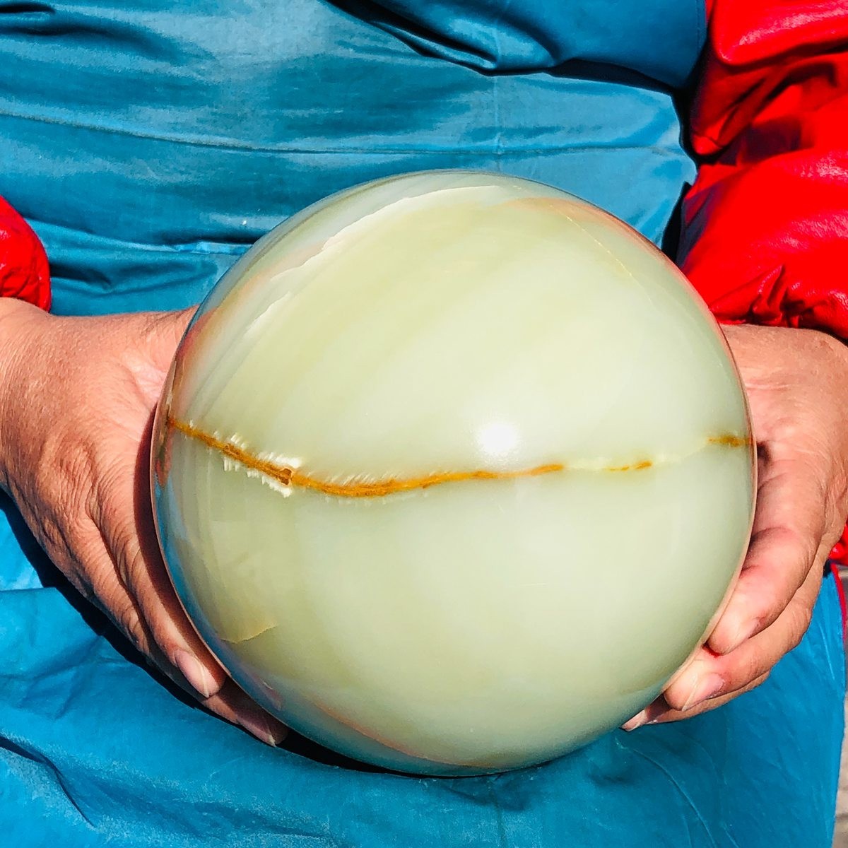 10.58LB Natural Afghan Jade Sphere Polished Crystal Healing Ball Home Reiki