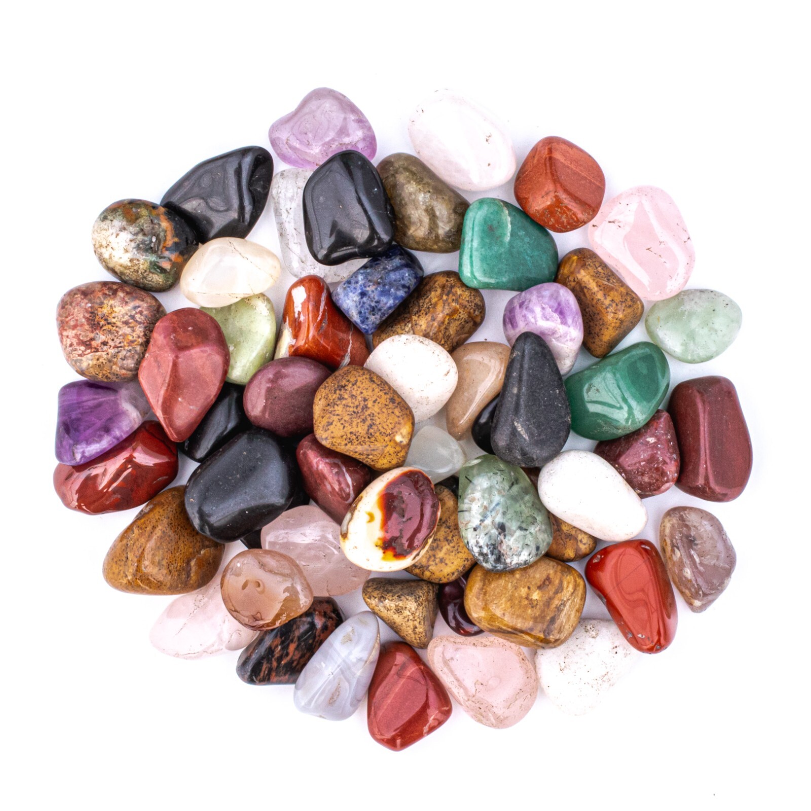 1/2 lb Tumbled Natural Assorted Small Gemstone Mix 40-90 Stones Rocks Bulk Gems