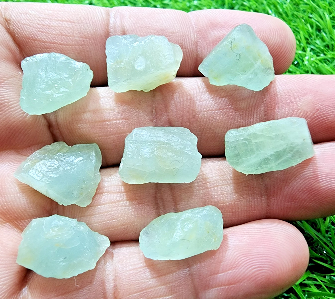 8Pcs Lovely Blue Aquamarine Gemstone Raw Lot 17-19MM Aquamarine Rough Stone Bulk