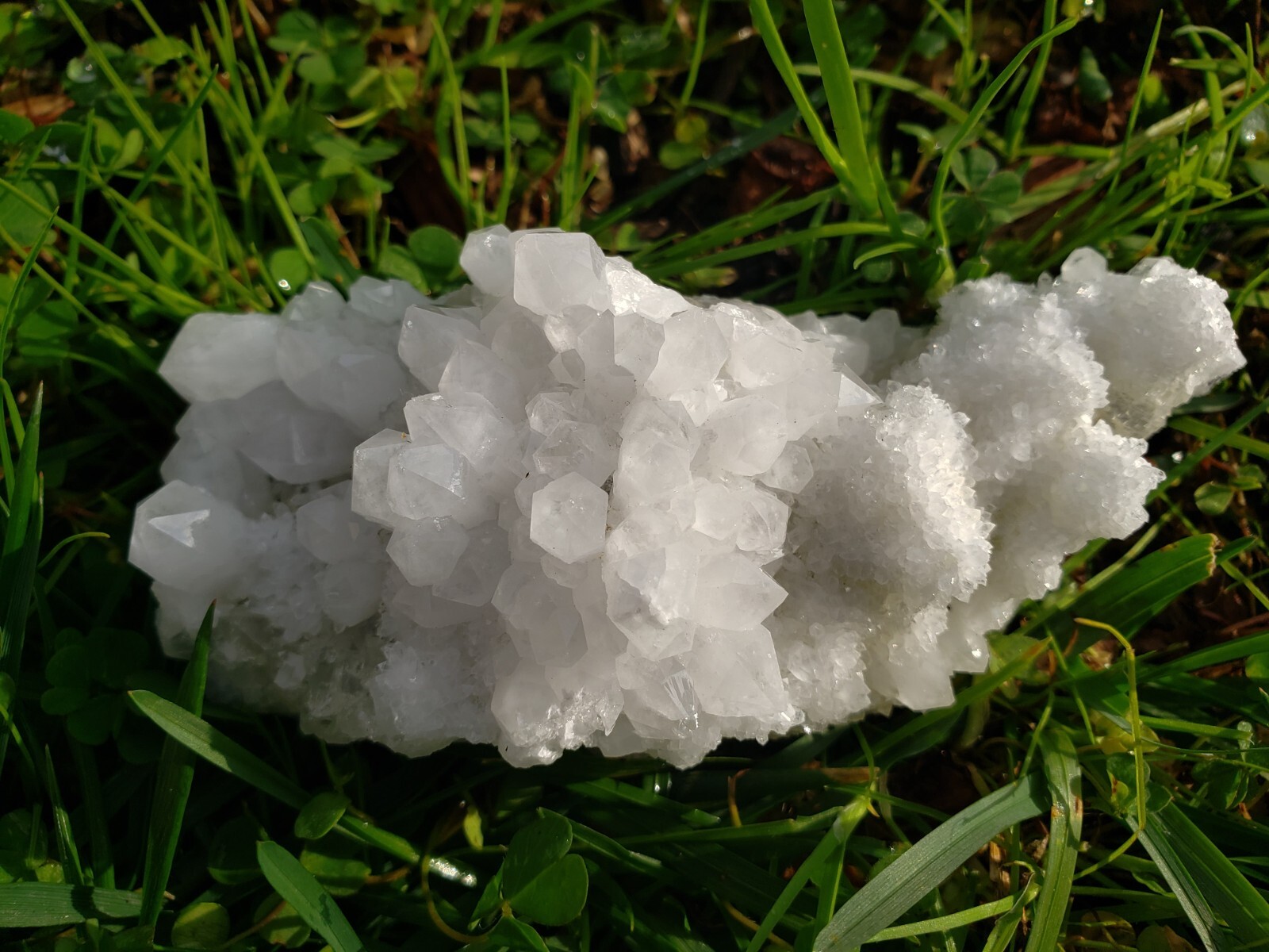 Natural White Quartz Crystal on Fluorite Cluster Specimen, 175g or 6.2oz