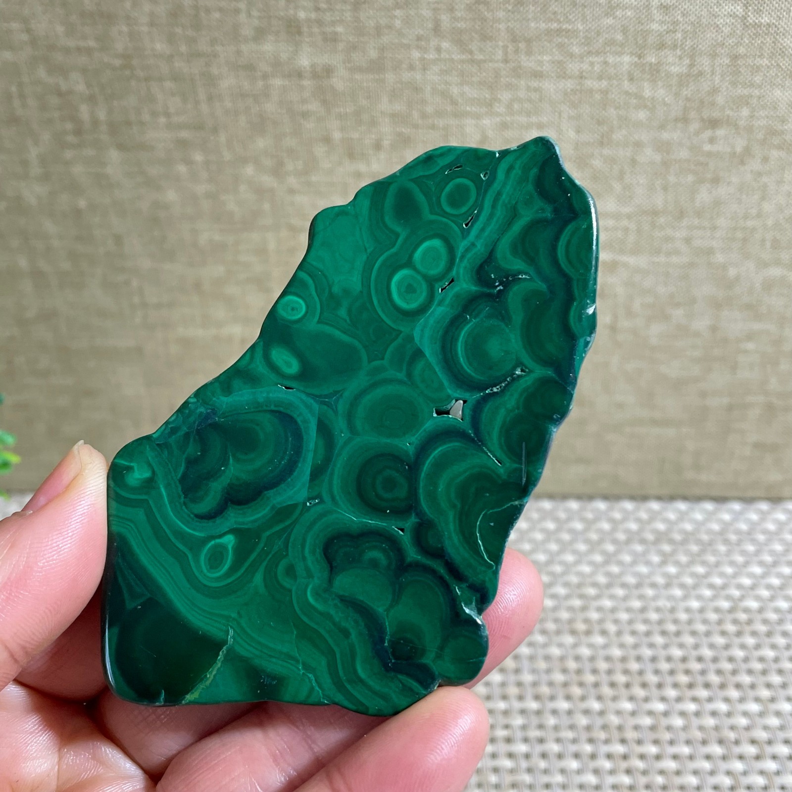 72g Genuine Malachite Slice Slab, Home Decor