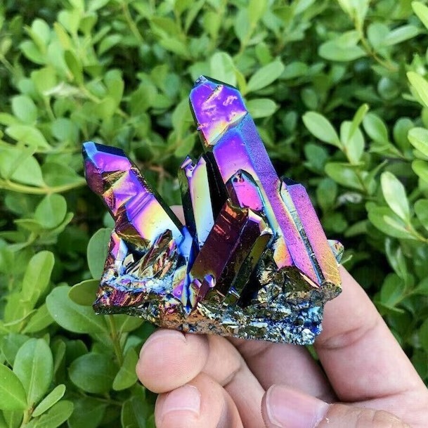 80-100g Titanium Aura Rainbow Quartz Crystal Multicolor Cluster Healing Gifts