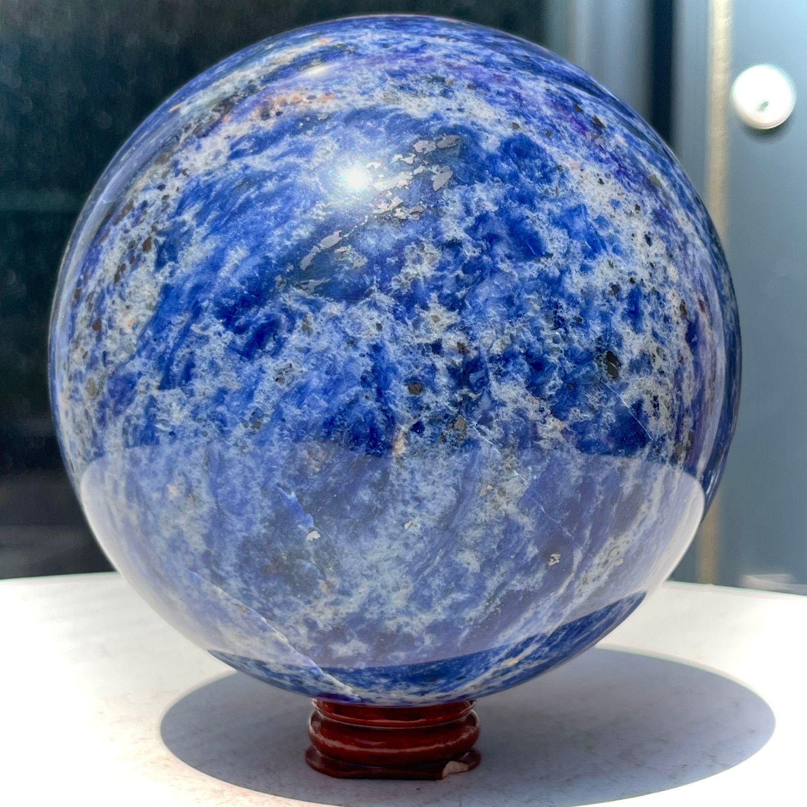 Genuine Blue Sodalite Sphere Unique Spiritual Healing Crystal Ball Gift 4.6 lb