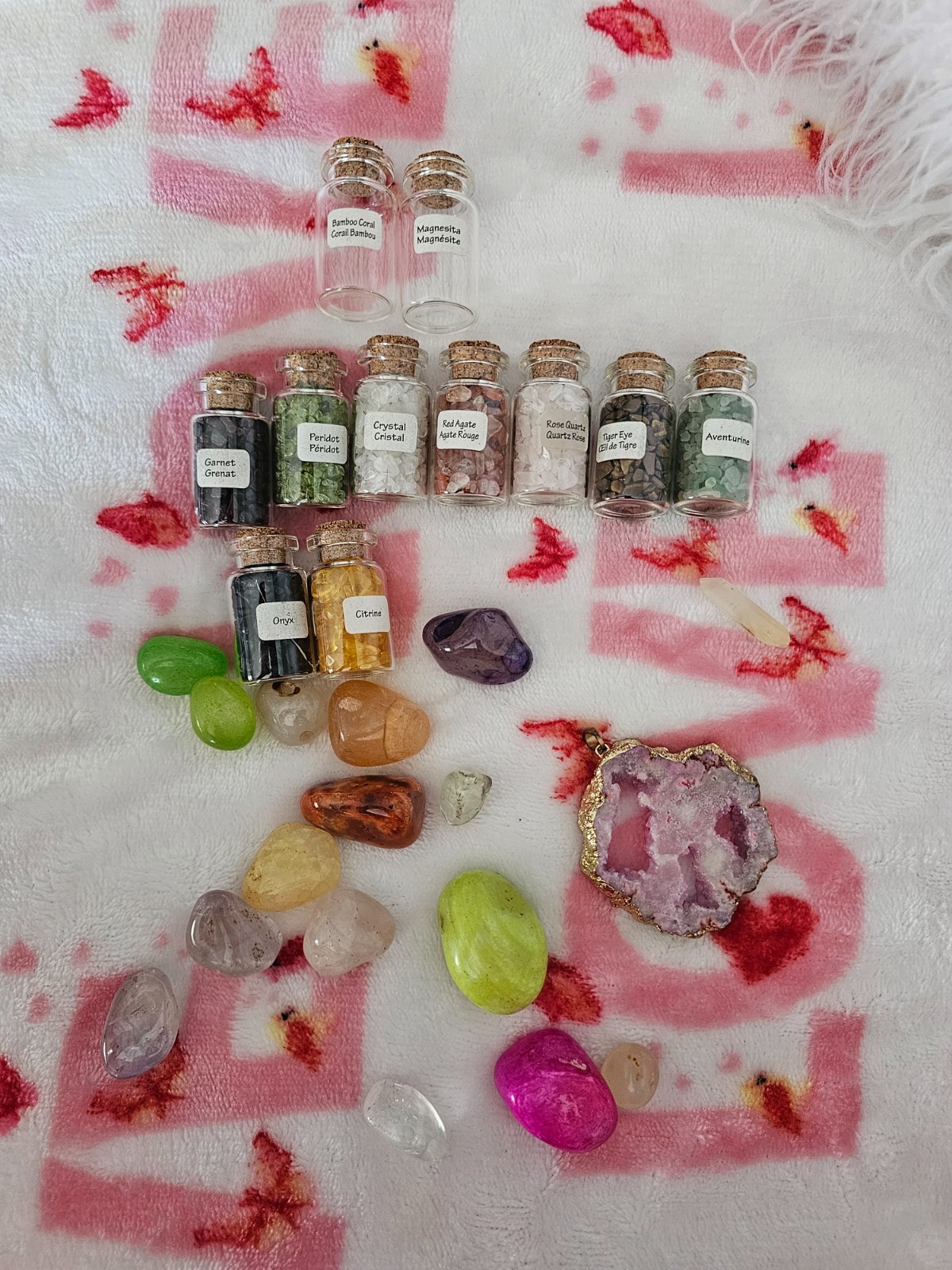 A Lot Of Rocks Stones Gems Mini Jars Mixed Different Ones Tiger Eye Crystal More