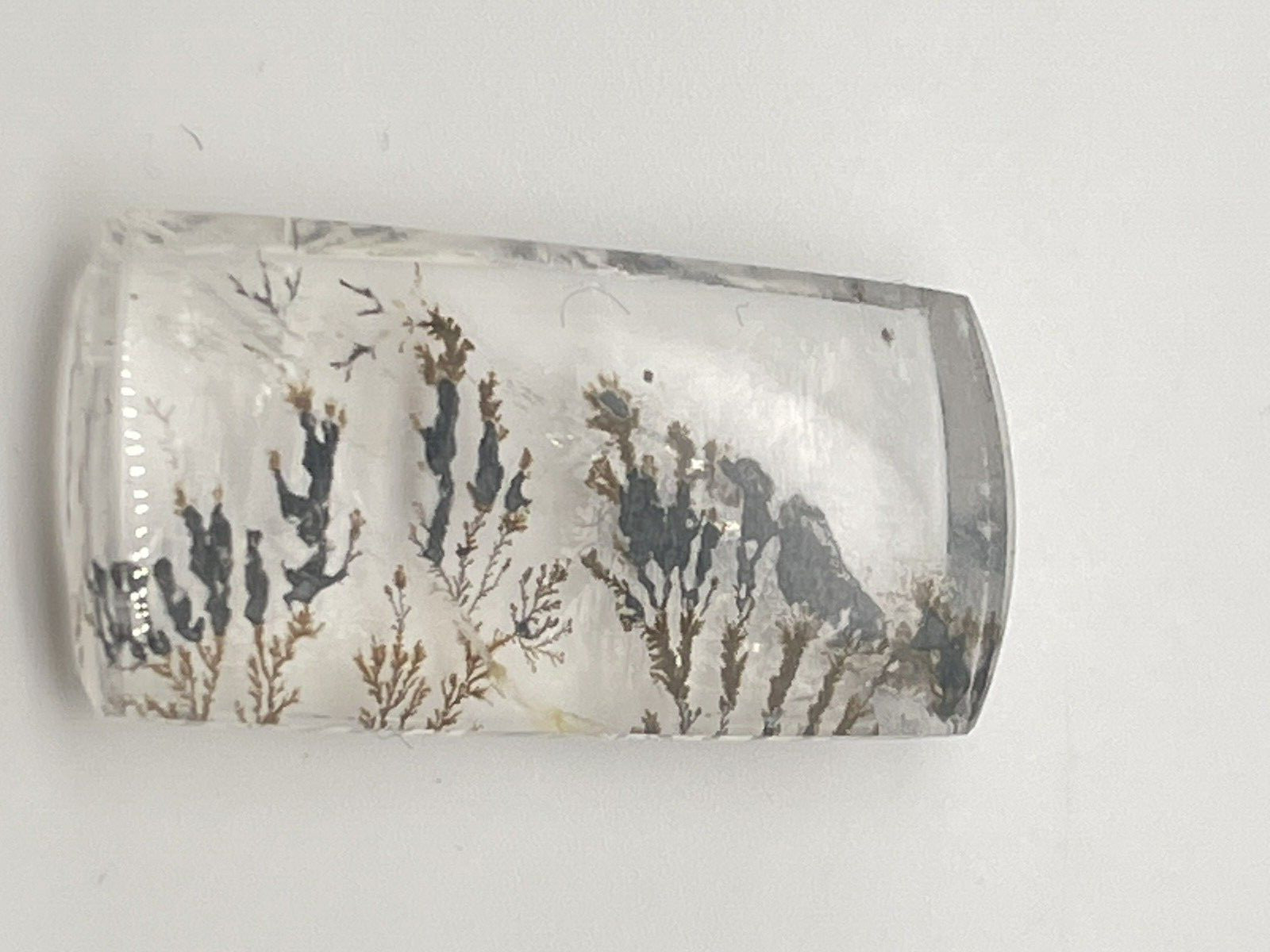 Unique Cut 38.12 Ct Rectangular Dendritic Quartz Cabochon. 34mm by 16mm