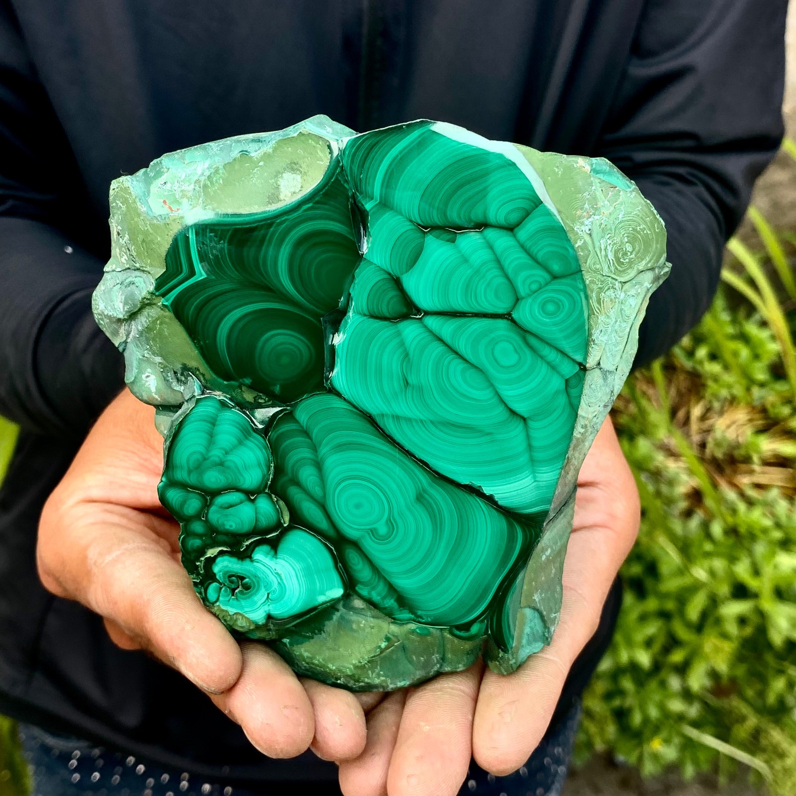 463G Natural malachite slice quartz crystal luster mineral specimen