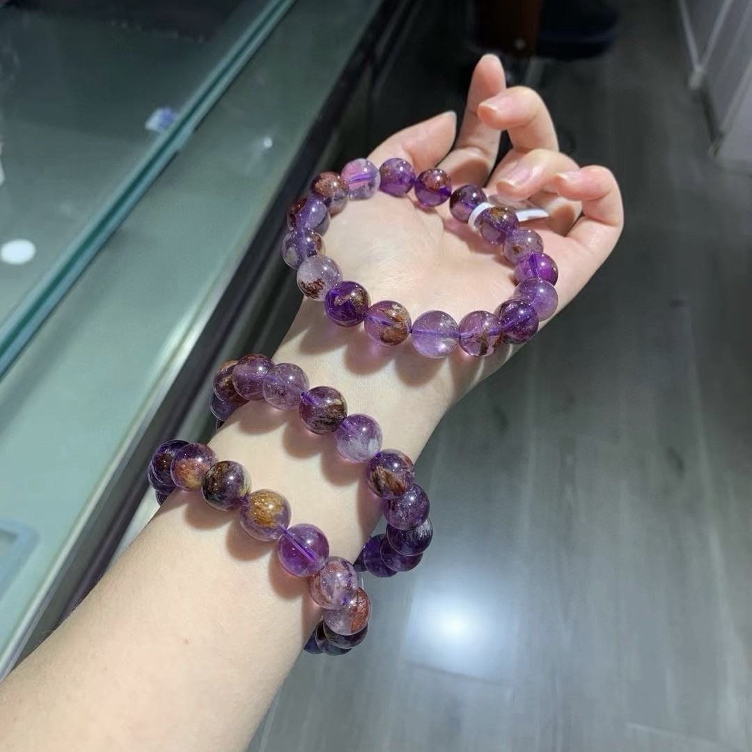 12mm Natural Amethyst Quartz Crystal Bracelet Purple Stretch 17 Beads