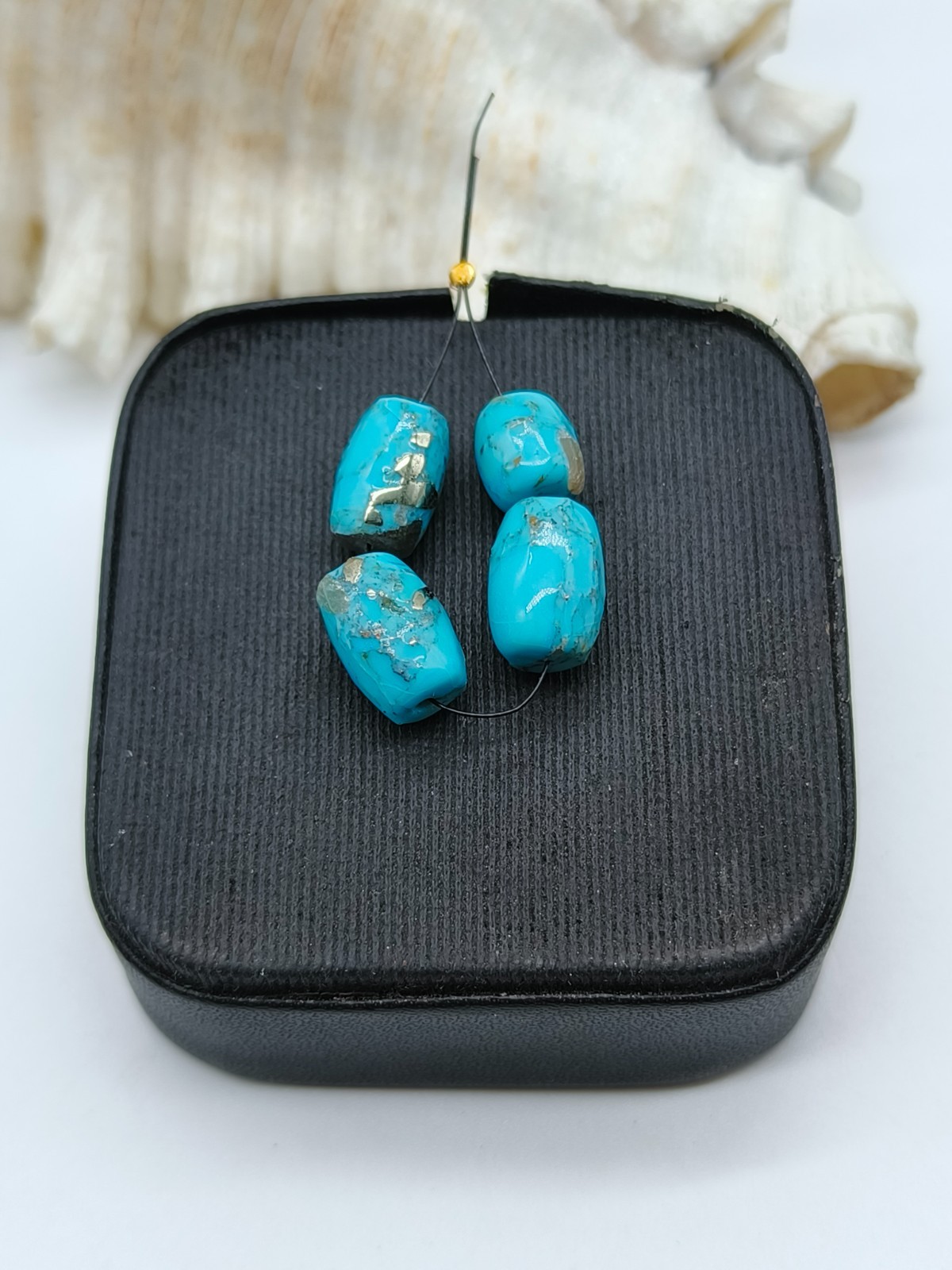 Drum Shape Turquoise Beads Natural Blue Spider Gemstone For Making Jewelry
