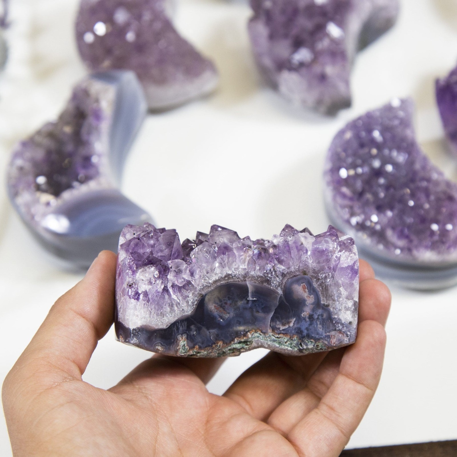 Amethyst Crystal Moons Crystal Cluster Mineral Specimen February Birthstone Gift